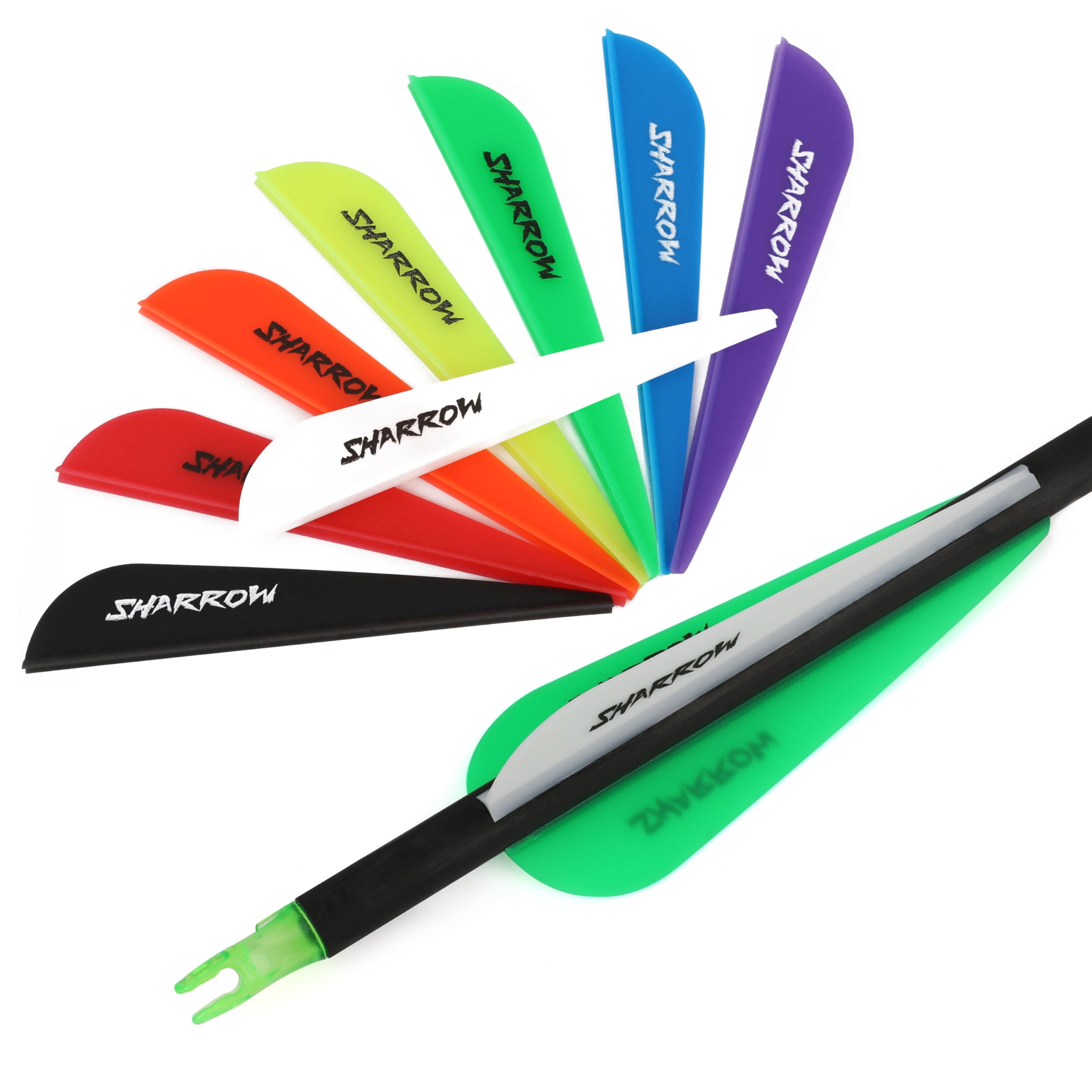Poearcus Archery Feather 3 Inch Rubber Arrow Feathers Fletching DIY Arrows Vanes for Hunting Arrow Target Arrow 60 Pcs (fluorescent yellow)