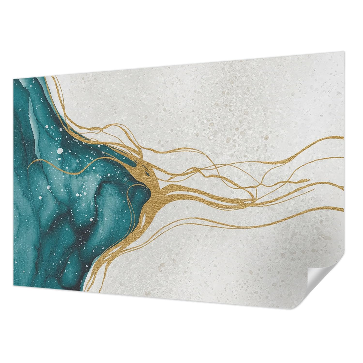 Papier Peint Auto-Adhésif Lignes Turquoise 104x70 cm Décoration de Salon et Chambre