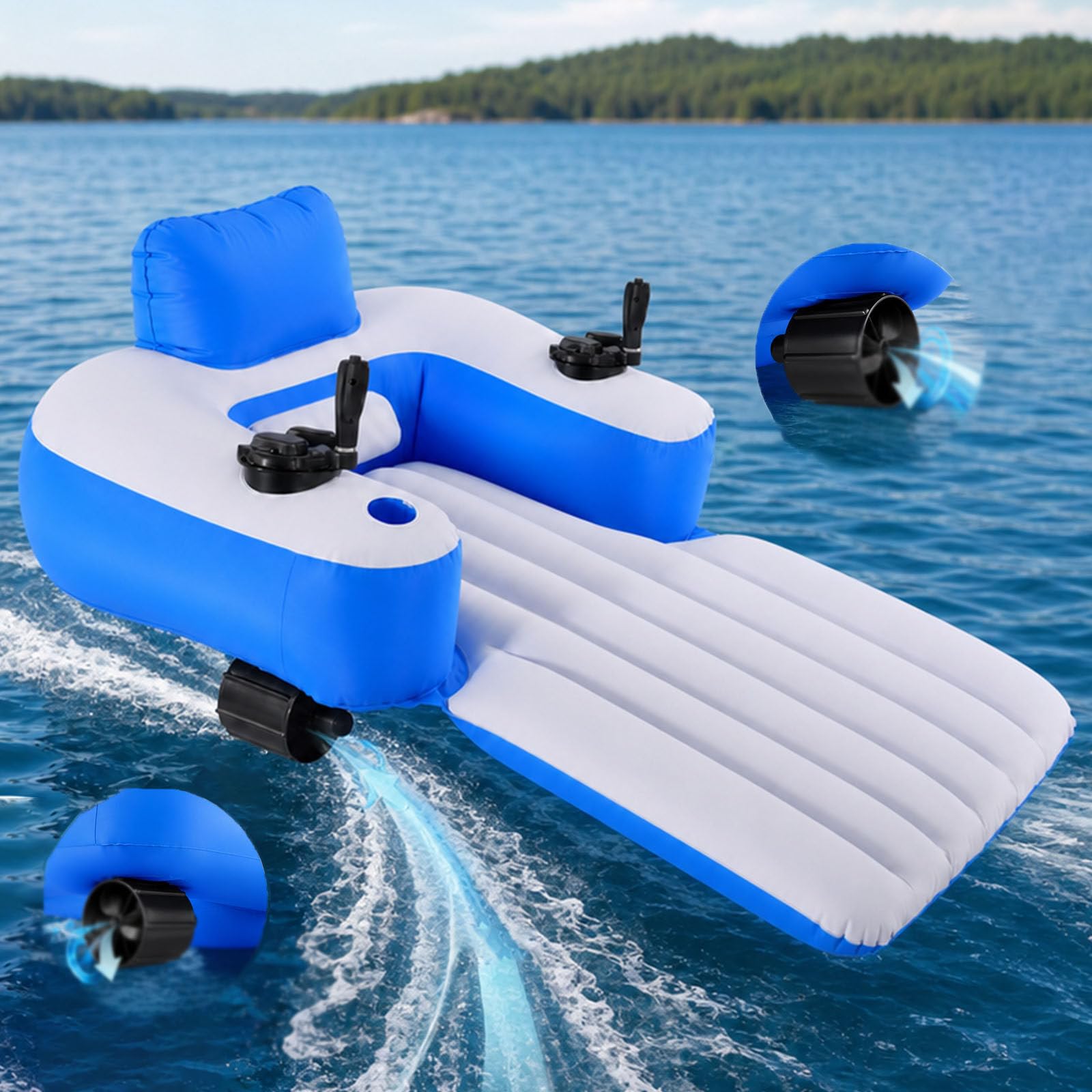 Flotador motorizado para piscina que evita remar en la tumbona hinchable