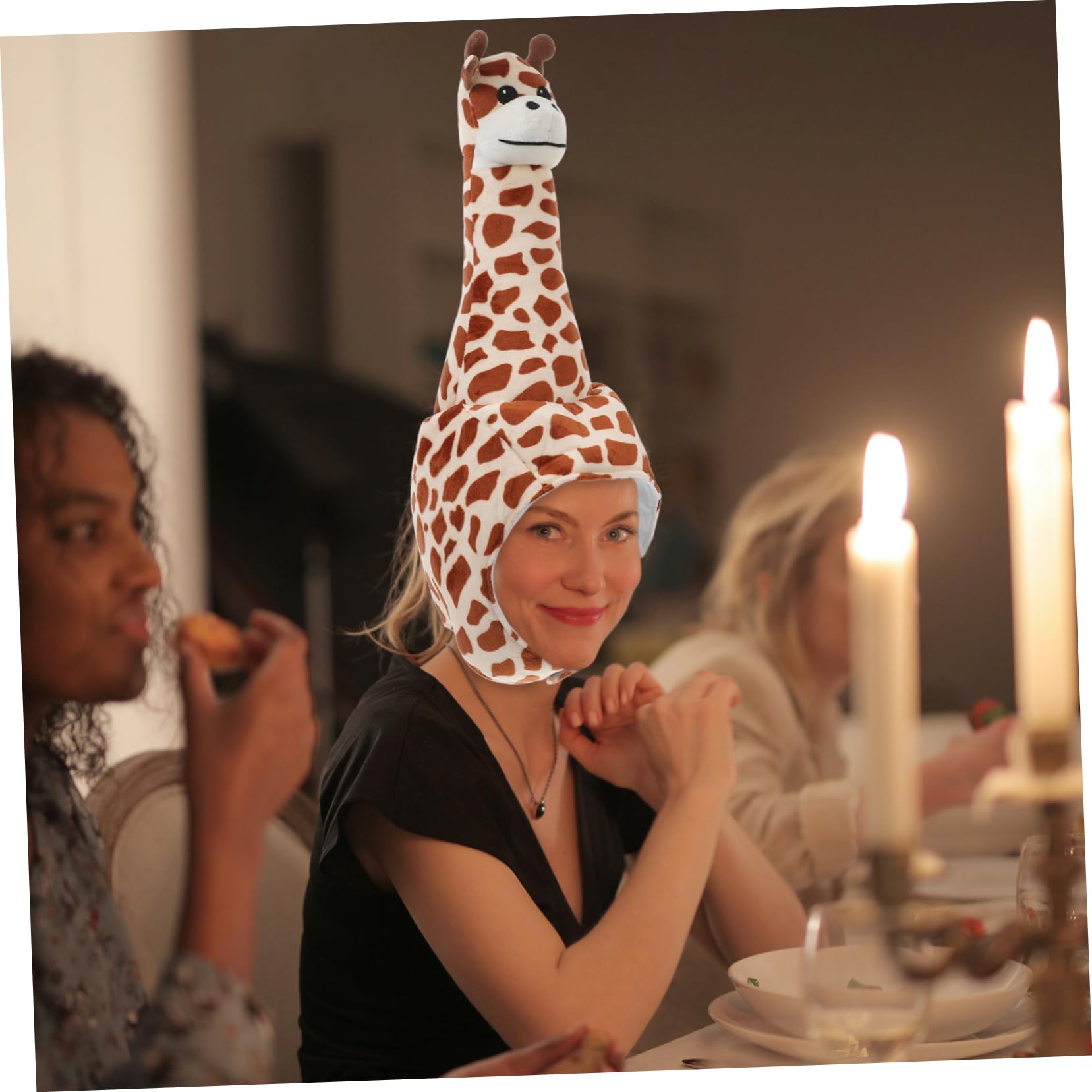 ibasenice Cappello Imbottitura Pp in Peluche Forma di Giraffa Comodo da Indossare come Accessorio per Feste e Travestimenti di Carnevale