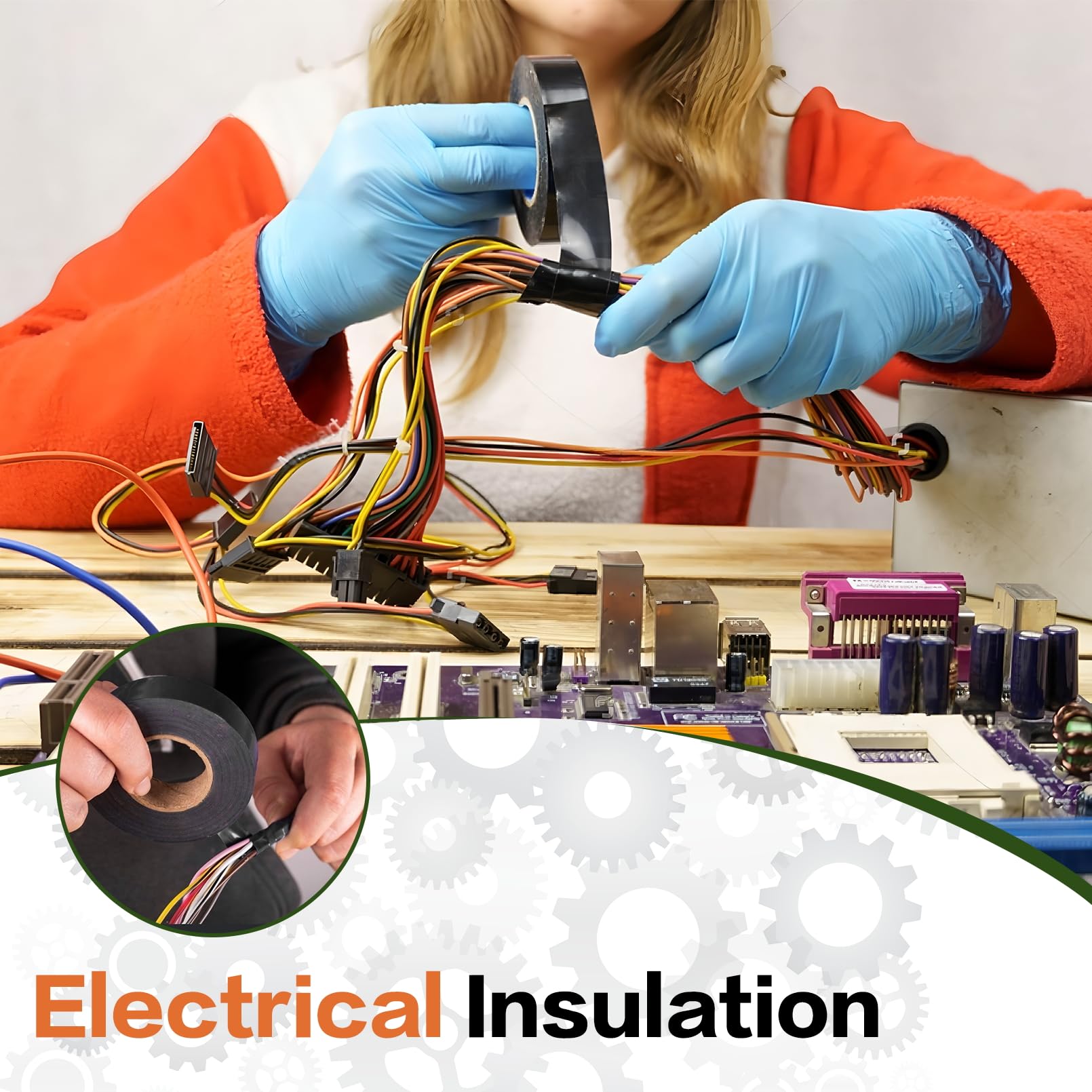 Nastro elettrico nero, confezione da 12, 19 mm x 20 m, rotolo da 0,13 mm | Nastro elettrico ad alta temperatura impermeabile, cavo d'isolamento ignifugo per uso all'aperto domestico