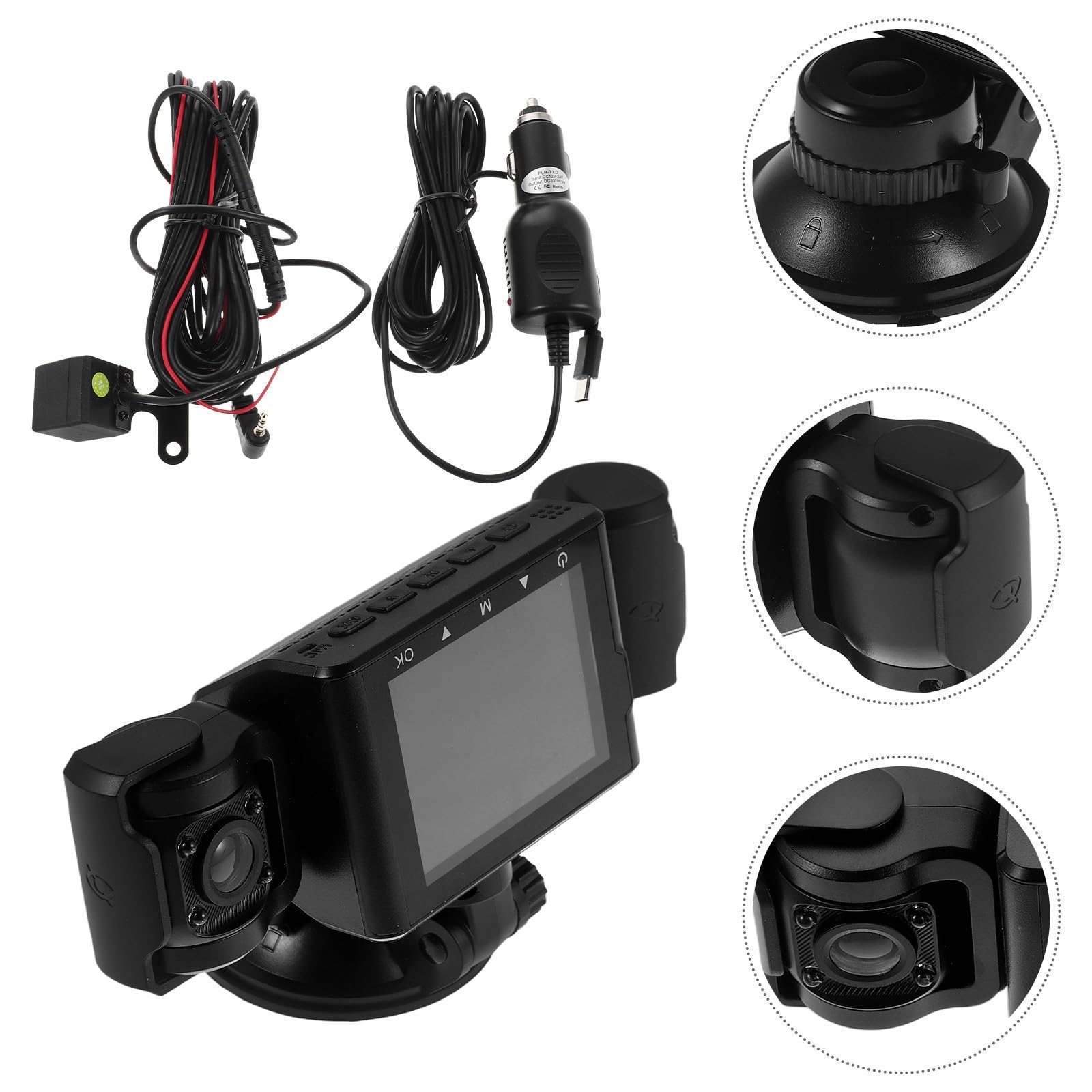 Cabilock Cámara de Tablero para Coche con Lente Gran Angular y Fácil Instalación, Material Abs Negro, Visión Nocturna y Modo de Estacionamiento para Seguridad Interior del Vehículo