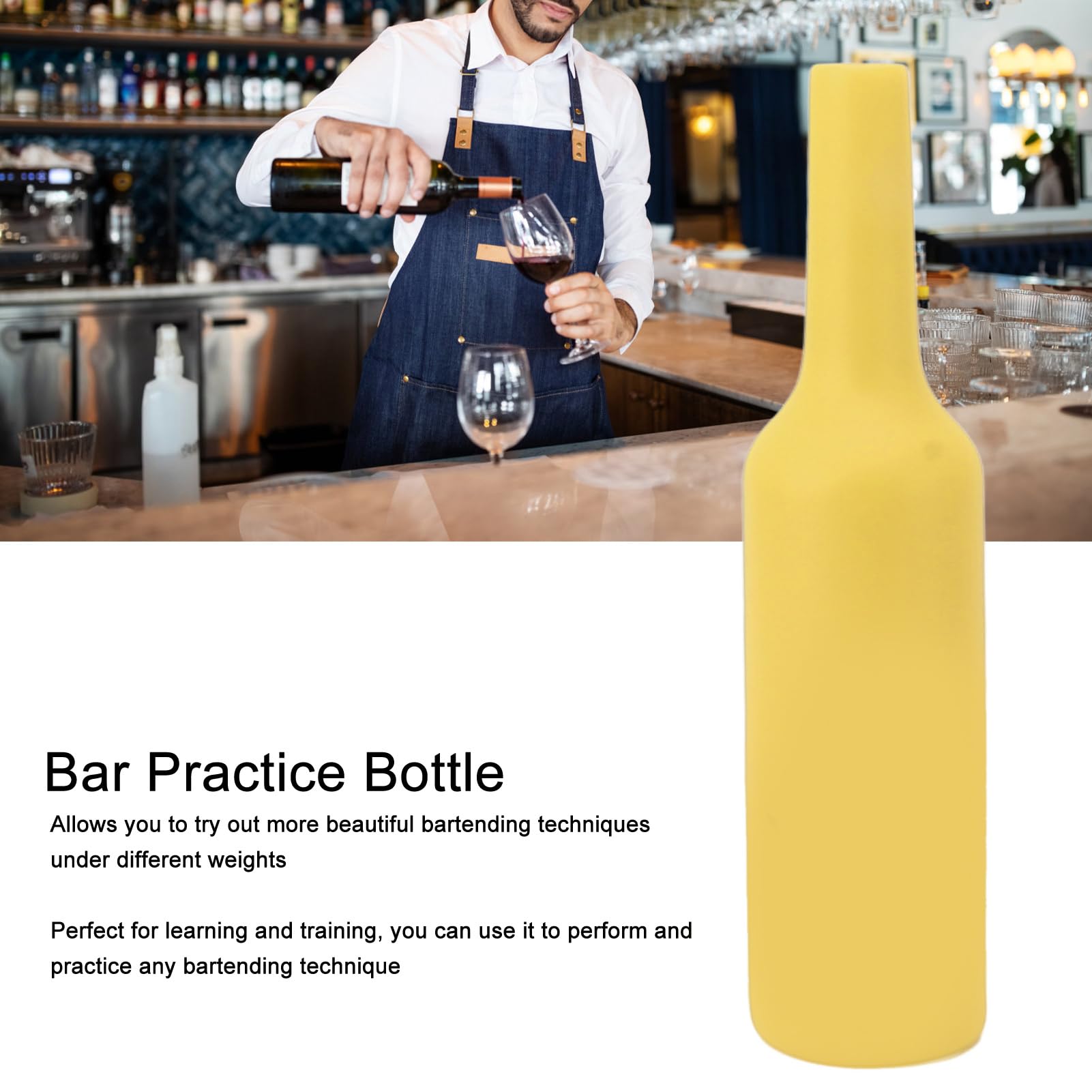 CCYLEZ Bouteille de Barman, Nettoyage Simple en Silicone, Incassable, Résistante aux Chutes, Bouteille Pratique de Barman pour Bar (YELLOW)