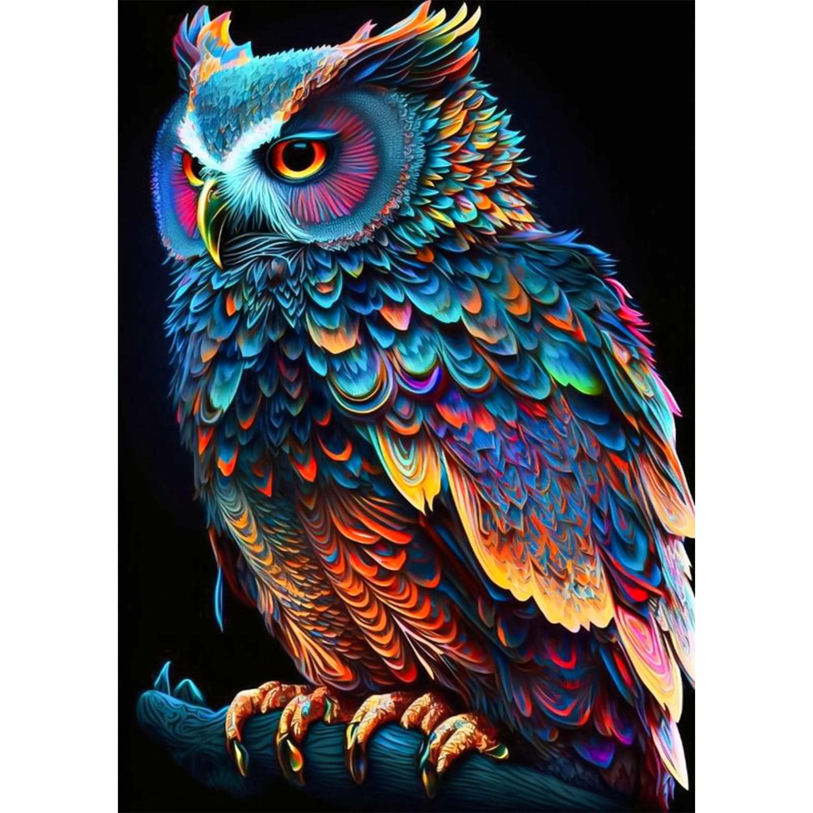 QENSPE5D Diamond Painting Kit Colourful Owl Diamond Art for Adults, Full Drill Owl Abstract Diamond Painting Kits for Beginners Kids, DIY Crystal Picture Art Home Wall Decor 12x16 in / 30x40cm