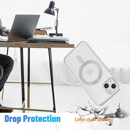 Miniatura 4 de Funda magnética para iPhone 15, galvanizada transparente, delgada, para iPhone 15 (6.1 pulgadas), con película protectora de pantalla, a prueba de