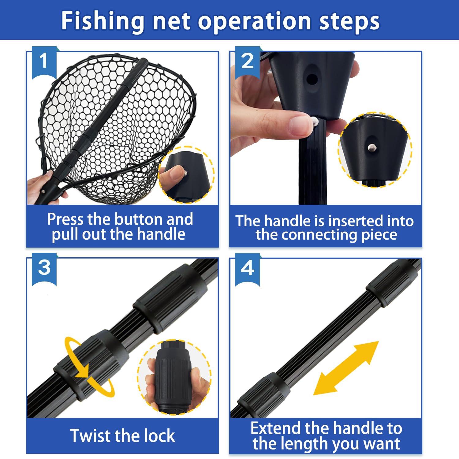 Amazon.com : SEASPRO Black Telescoping Fishing Net Aluminum Alloy Rubber Fish  Net - Adjustable Length Lightweight Foldable Fishing Gear and Large Fishing  Net with Handle Collapsible Extendable Fishing Accessories : Sports &  Outdoors