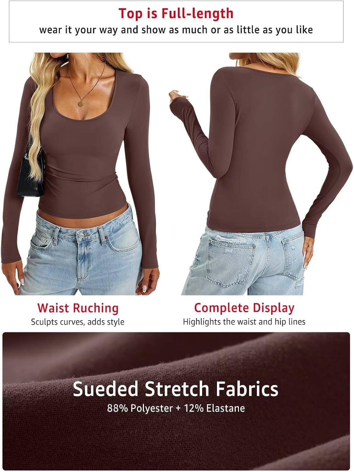 Womens Tight Long Sleeve Shirts Scoop Neck Tops Y2K Basic Slim Fit Going Out Fall Fashion Clothes 2026 - Image 6