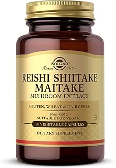 Multi-Mushroom Complex, 50 Vegetable Capsules - Reishi, Shiitake, Maitake Mushroom Extract - Natural Source of Beta Glucans - Non-GMO, Vegan, Gluten Free, Dairy Free - 50 Servings