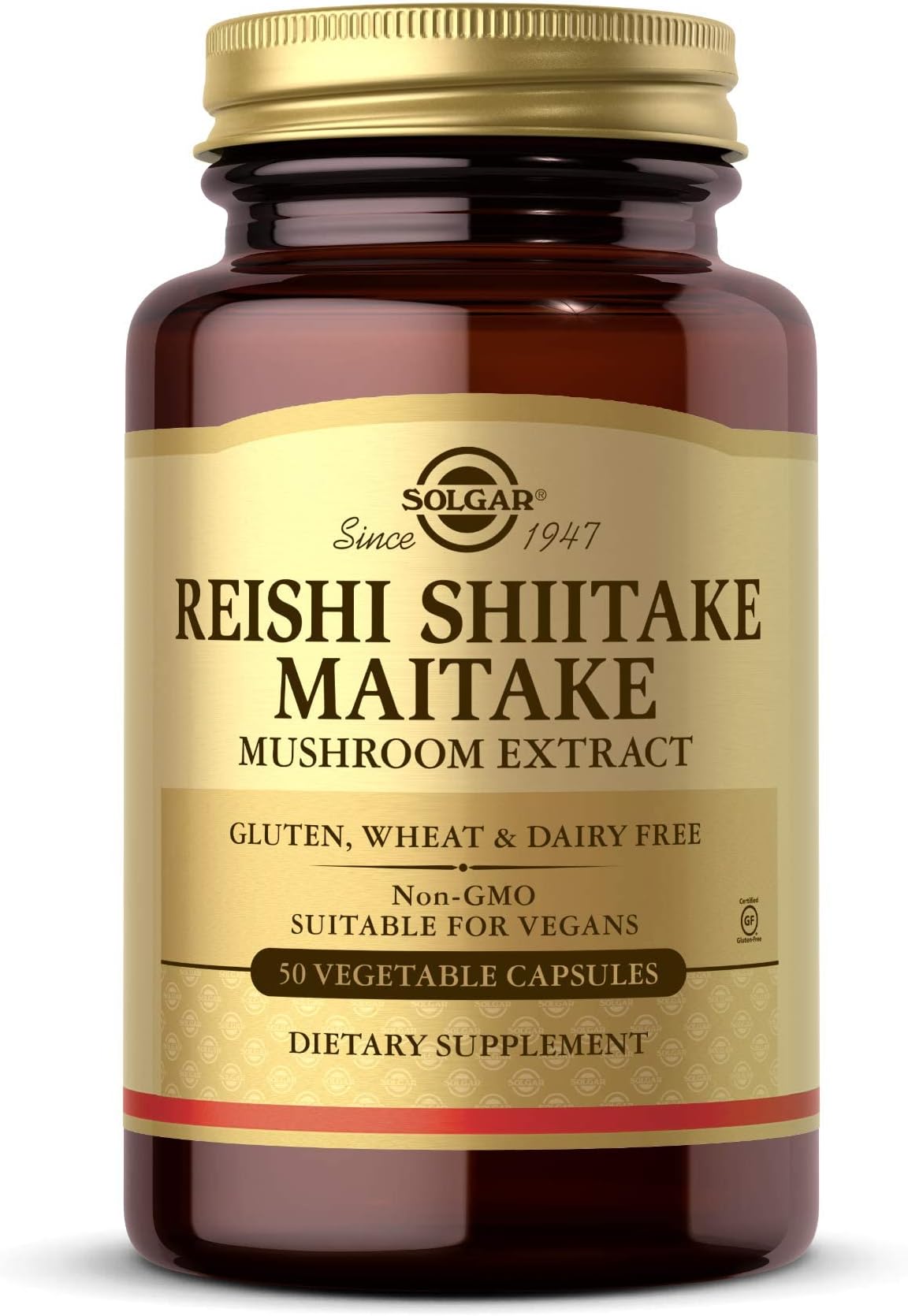 Multi-Mushroom Complex, 50 Vegetable Capsules - Reishi, Shiitake, Maitake Mushroom Extract - Natural Source of Beta Glucans - Non-GMO, Vegan, Gluten Free, Dairy Free - 50 Servings