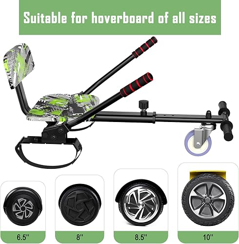 Miniatura 4 de UNI-SUN Accesorio de Asiento para Patinete, Patinete con Go Kart para Niños, Niños, Adultos, con Luces LED Coloridas, Bluetooth