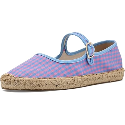 Soludos Vichy Mary Jane Espadrille blue/pink