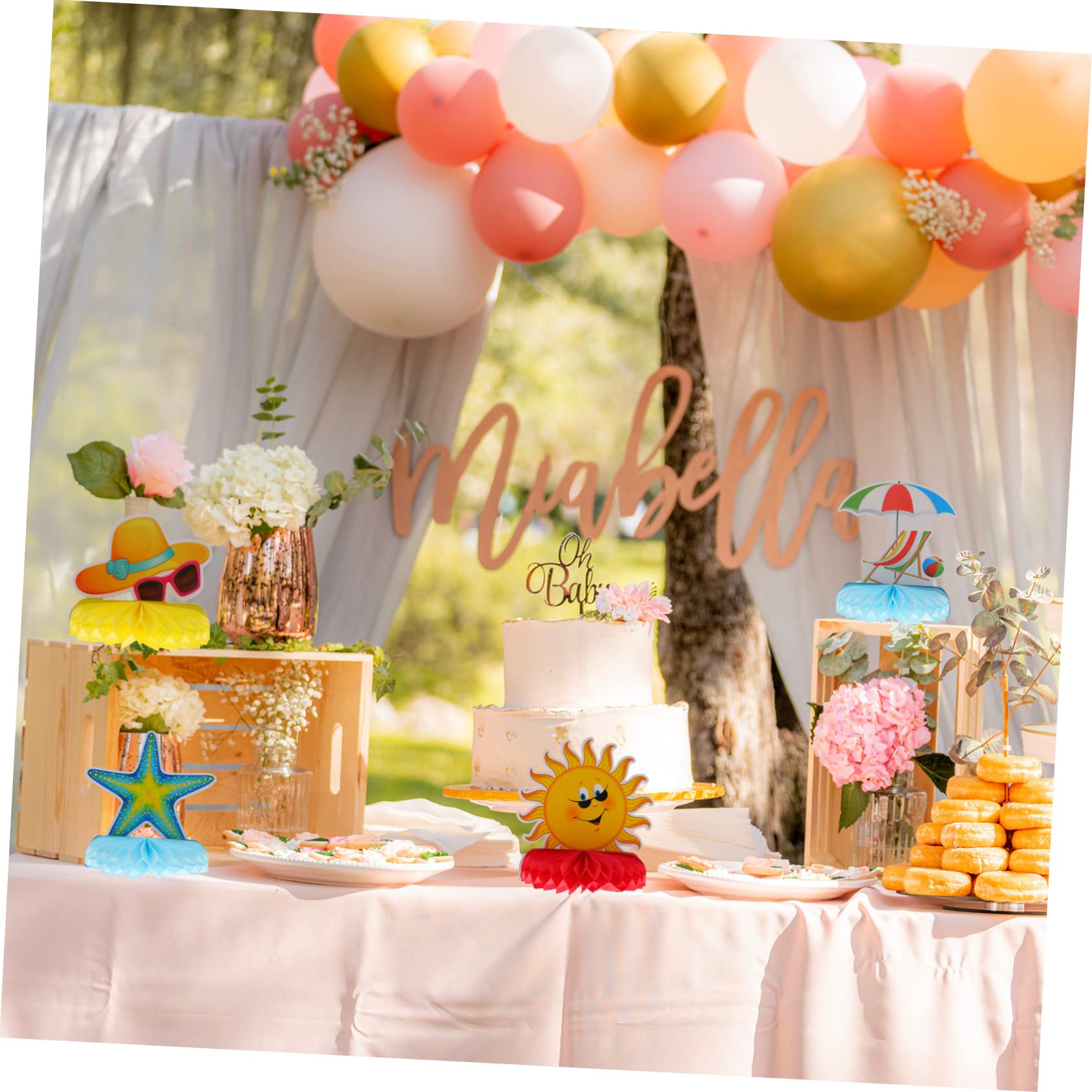 TOYANDONA 27 STK Sommerliche Wabenornamente Hawaii-Dekorationen Für Die Party Luau Waben-mittelstücke Hawaiianische Mittelstücke Für Tische Sommerdeko Für Zu Hause Waben Schmücken Papier