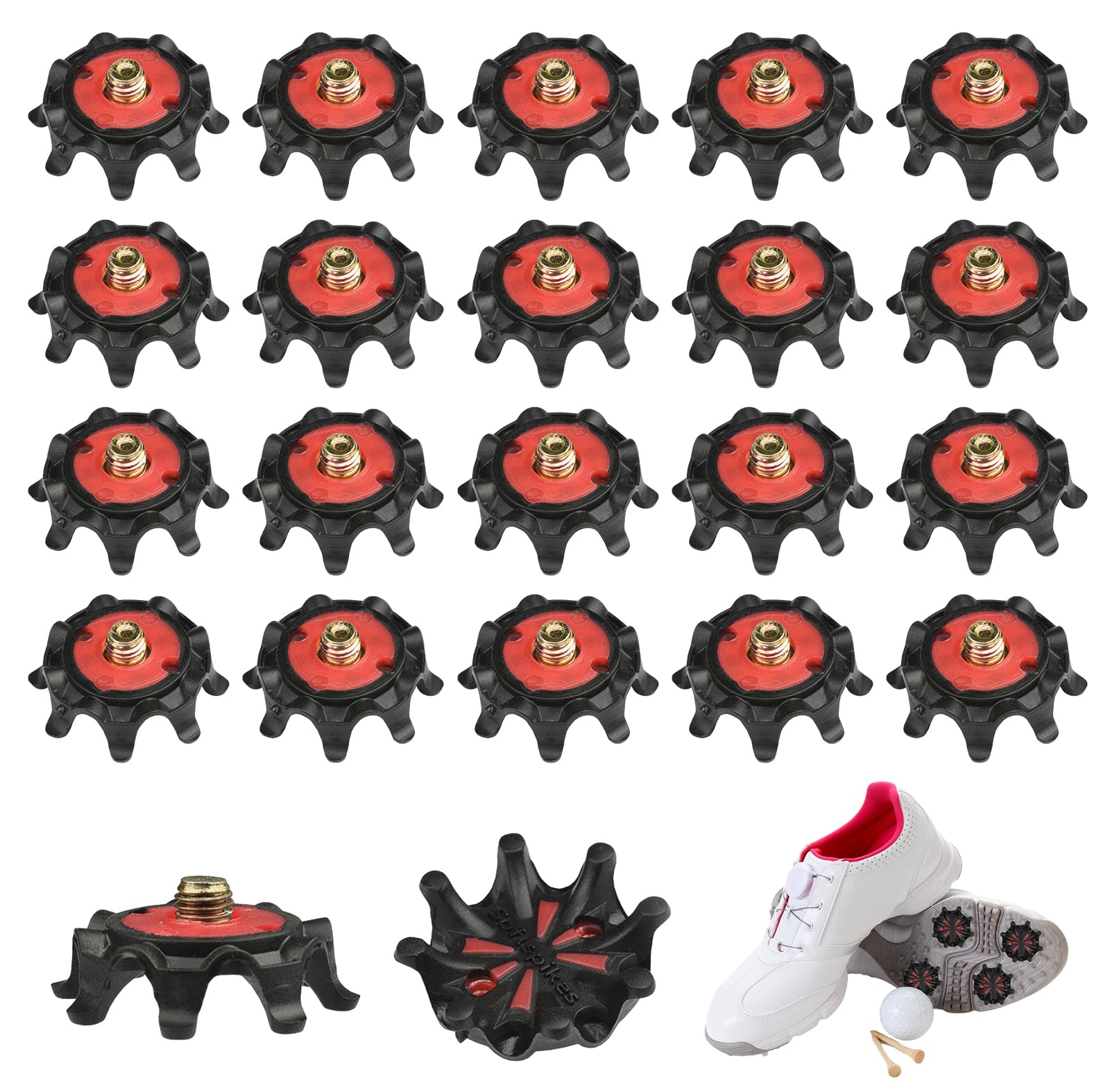 20 Pièces Crampons de Chaussures de Golf Pratiques, Taquet Shoe Spikes Cricket Replacements, Pointes de Rechange pour Amateur, Faciles à Installer