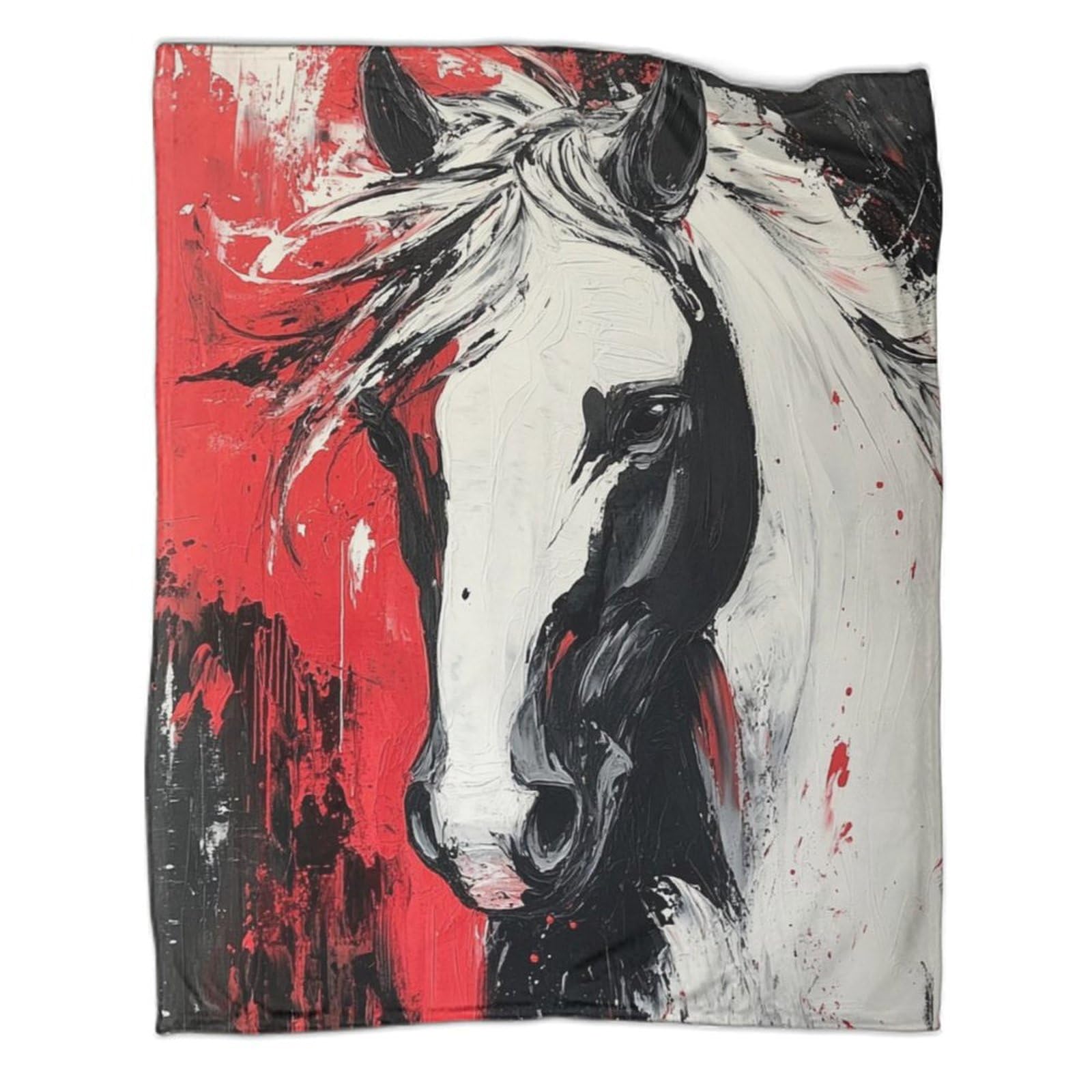 Couverture canapé imprimée cheval pour cocooning et voyage en famille