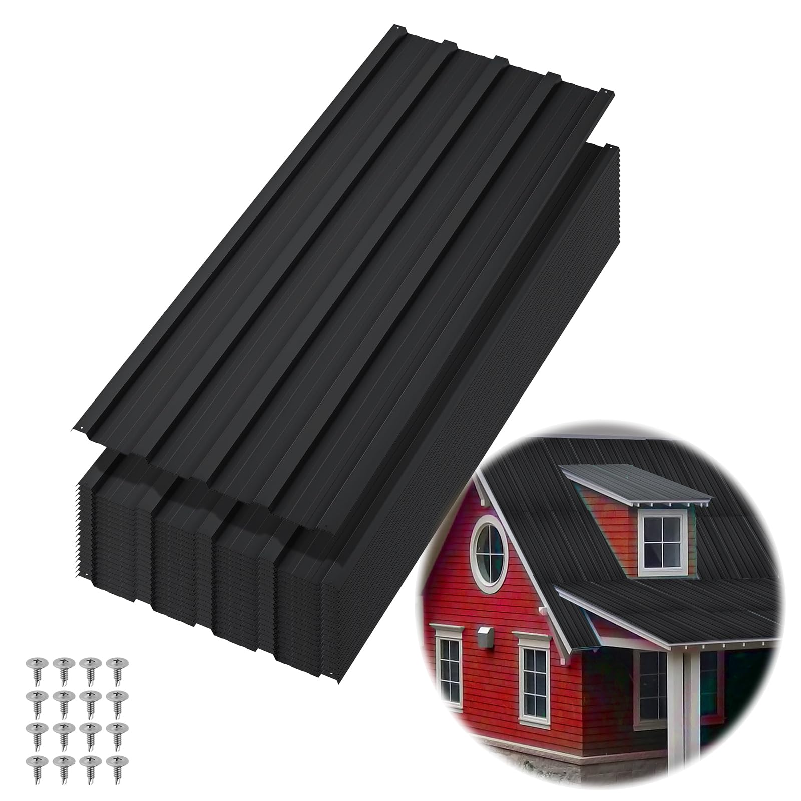 Paquete de 20 paneles de techo de metal corrugado duraderos y galvanizados | Láminas de techo de acero resistente, refugio resistente a la intemperie para cocheras, garaje, patio, jardín