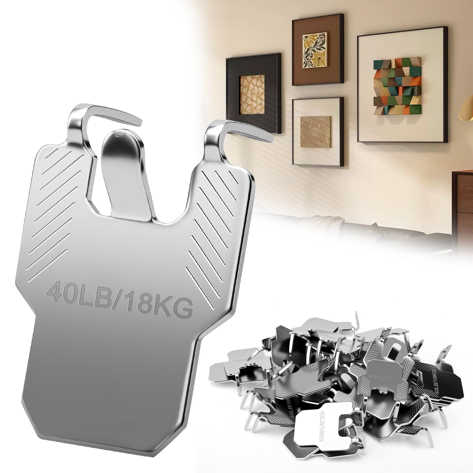 Bmliingchau 30Pcs Claw Picture Hanger Hooks for Plasterboard Walls, Drywall Picture Hanging Claw No Nails for Securely Hanging Pictures, Photo Frame, Wall Art, Home Decor, Artwork, Holds up to 40lb