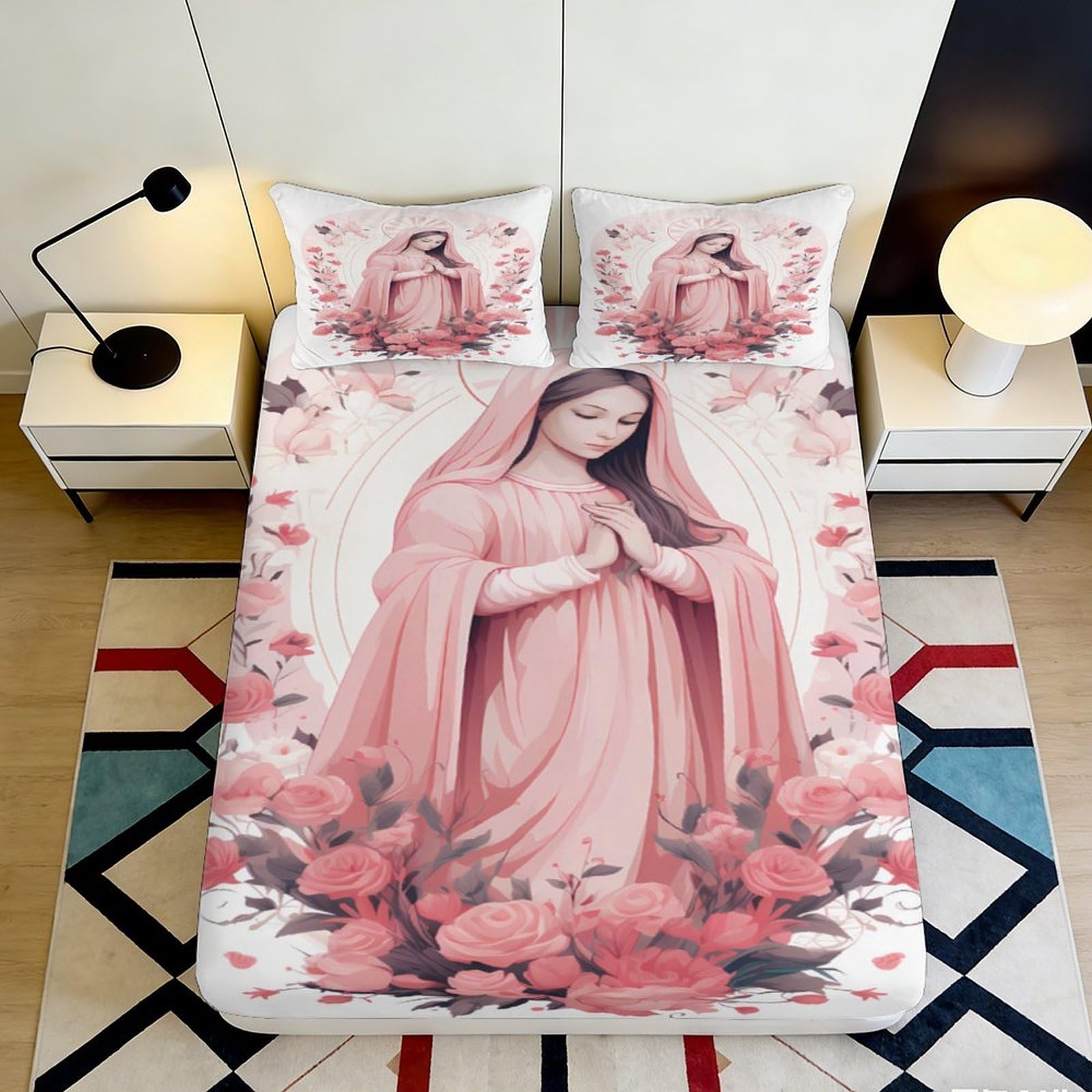 3D Printed Snowman Fitted Sheet Microfiber Non-Slip Deep Pocket Forest Mattress Fitted Cover Washable Bedroom All Ages 180x200x25cm