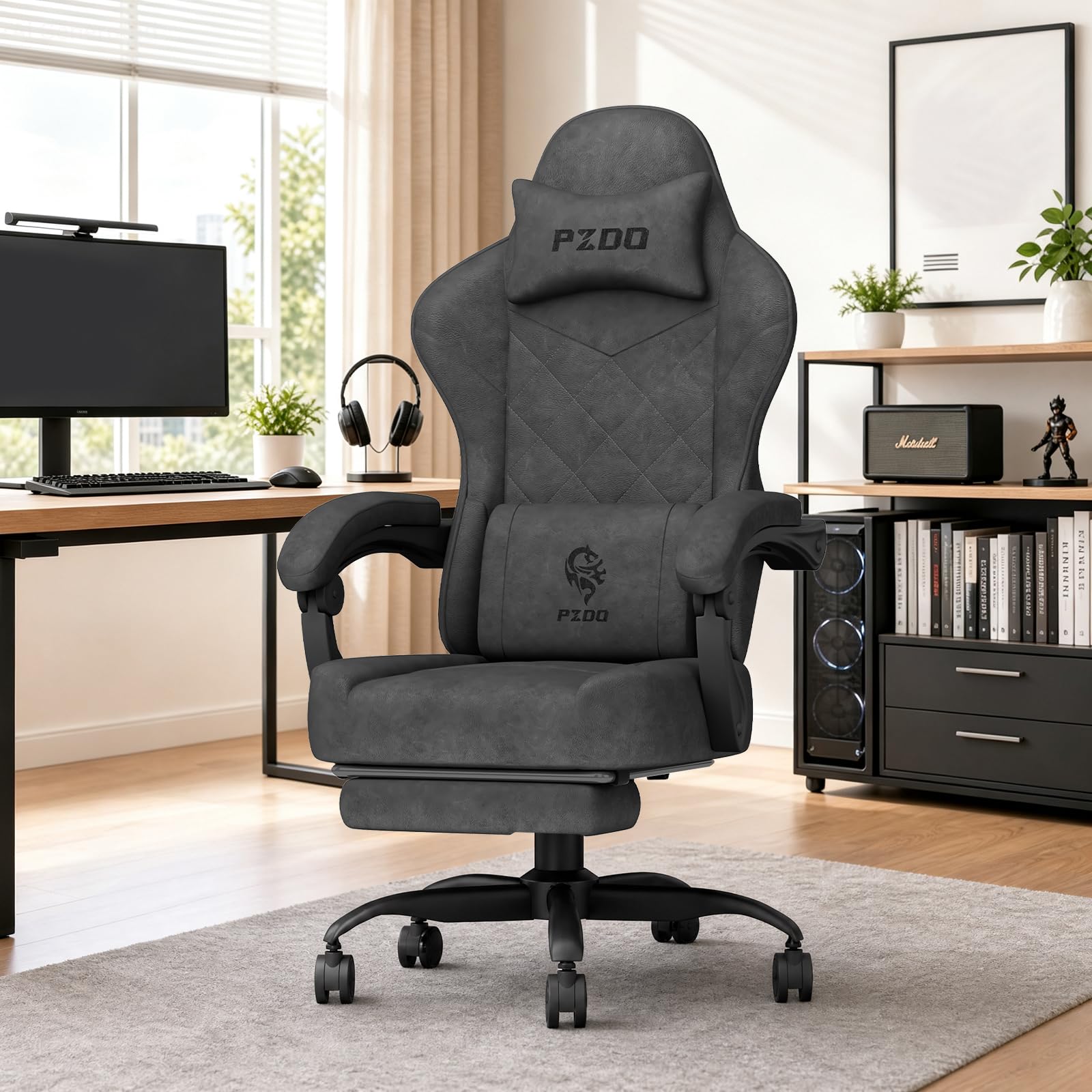 WUPY Ergonomic Gaming Chair, Technical Fabric Computer Chair, Black