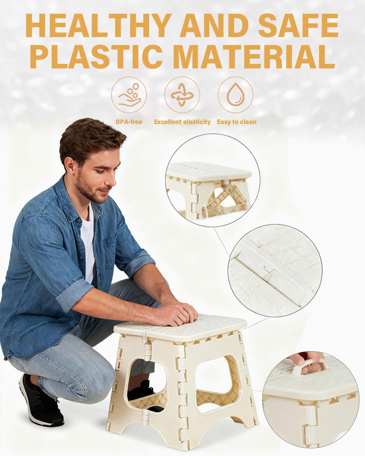 1 pieza Taburete Plegable,Taburete Baño, Cocina, Autocaravana,Escalon Infantil,Taburete Bajo para Niños Plegable y Portatil,Antideslizante, Seguro, Práctico