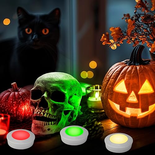 Miniatura 2 de HONGUT Luz LED de toque que cambia de color, luz debajo del gabinete con control remoto RF, luz LED de disco que funciona con pilas en la luz de la