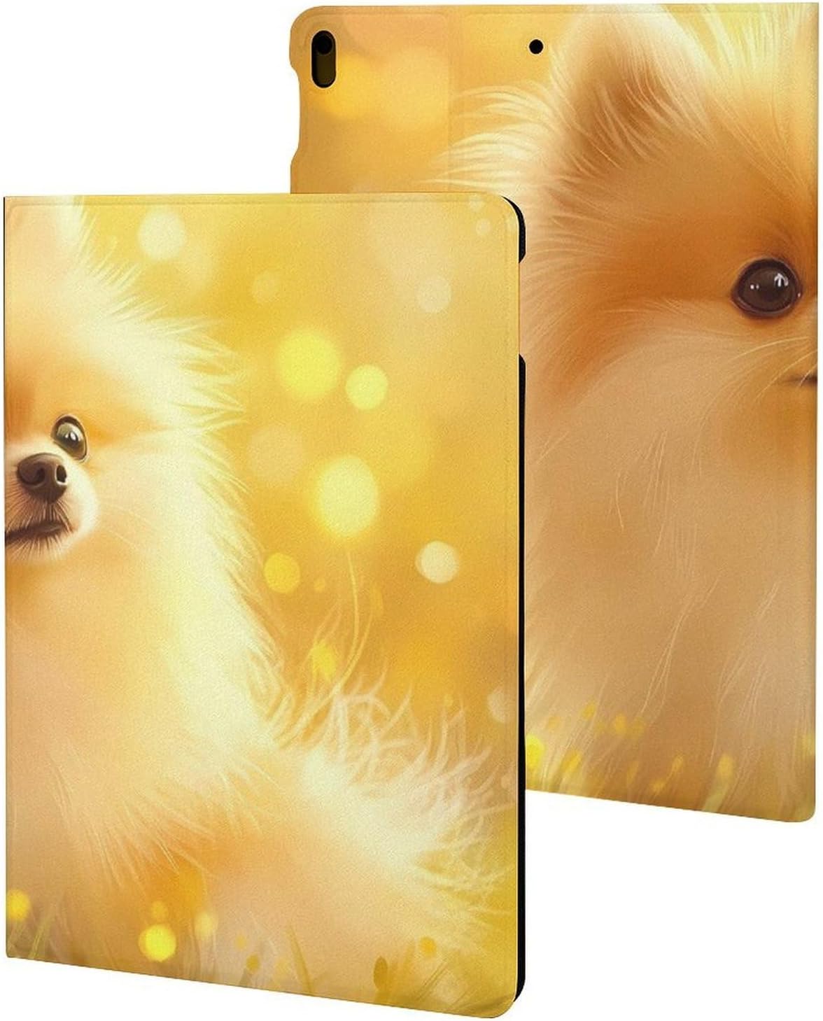 Cute Fluffy Pomeranian Slim Fit Tablet Case Protective Stand Cover Shell Compatible with ipad Pro/ipad Air3(10.5in)