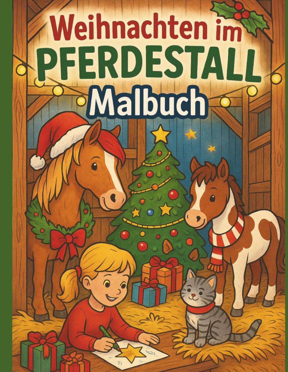 Weihnachten im Pferdestall Malbuch für Kinder Weihnachtliches Ausmalbuch mit 50 süßen Pferde und Tiermotiven: Ein festliches Ausmalbuch für Mädchen ... | Perfekt für die Advents- und Weihnachtszeit