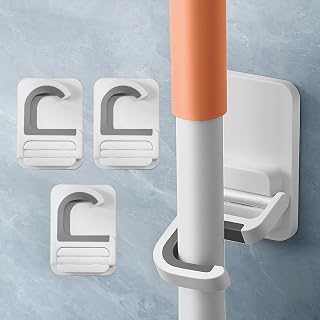 빗자루 홀더 벽 마운트 걸레 및 빗자루 행거 벽걸이 차고 보관 랙 주방 정원 도구 정리함 (랙 3개)