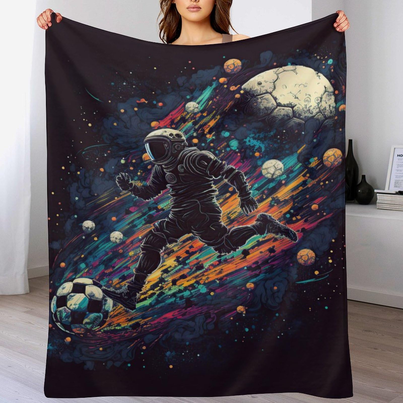 Couverture thermique astronaute pour des soirées cinéma en famille confortables sur le canapé