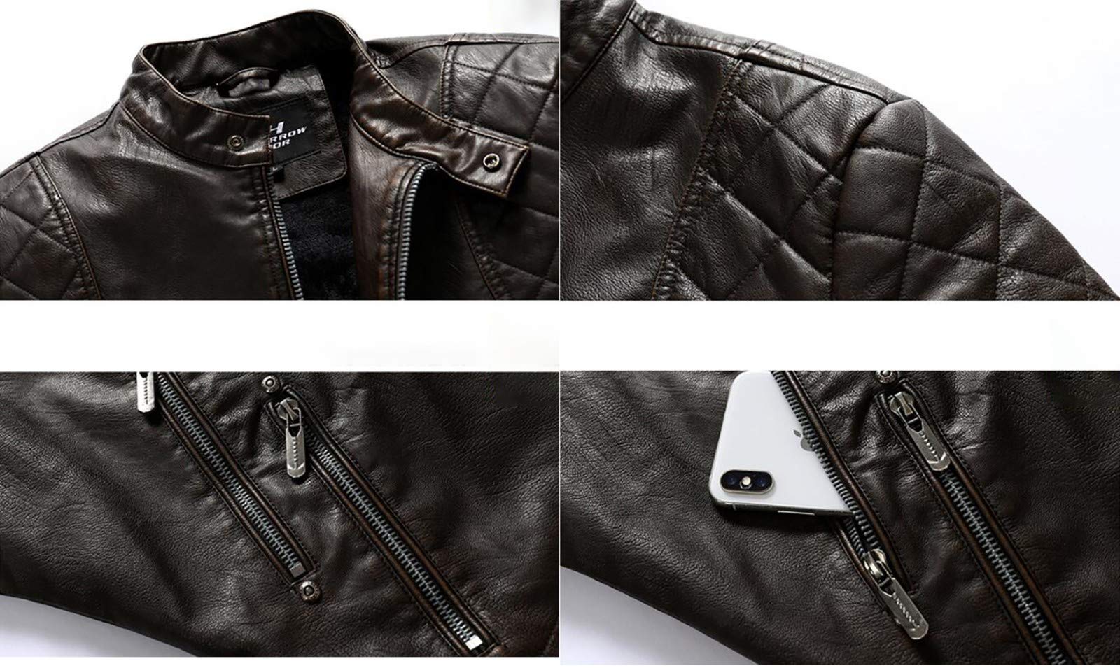 Giacca da Moto con Protezioni,Giacca in pelle retrò tendenza PU giacca stile nostalgico europeo e americano Certificata CE