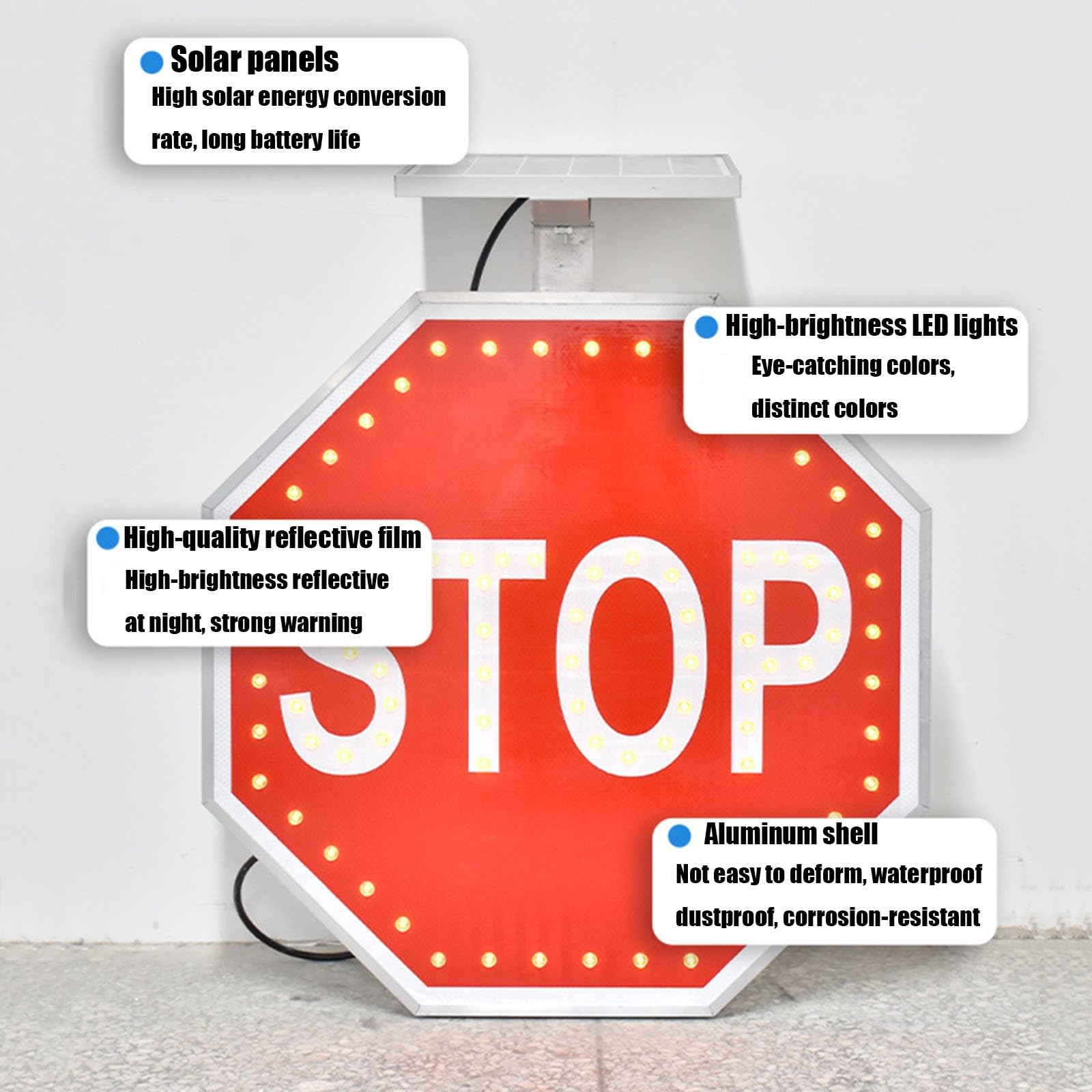 Señal de Stop de 24" - Señal de Stop de Gran Tamaño y Muy Visible para Obras de Construcción, Tráfico y Muelles - Resistente a la Intemperie, fácil instalación