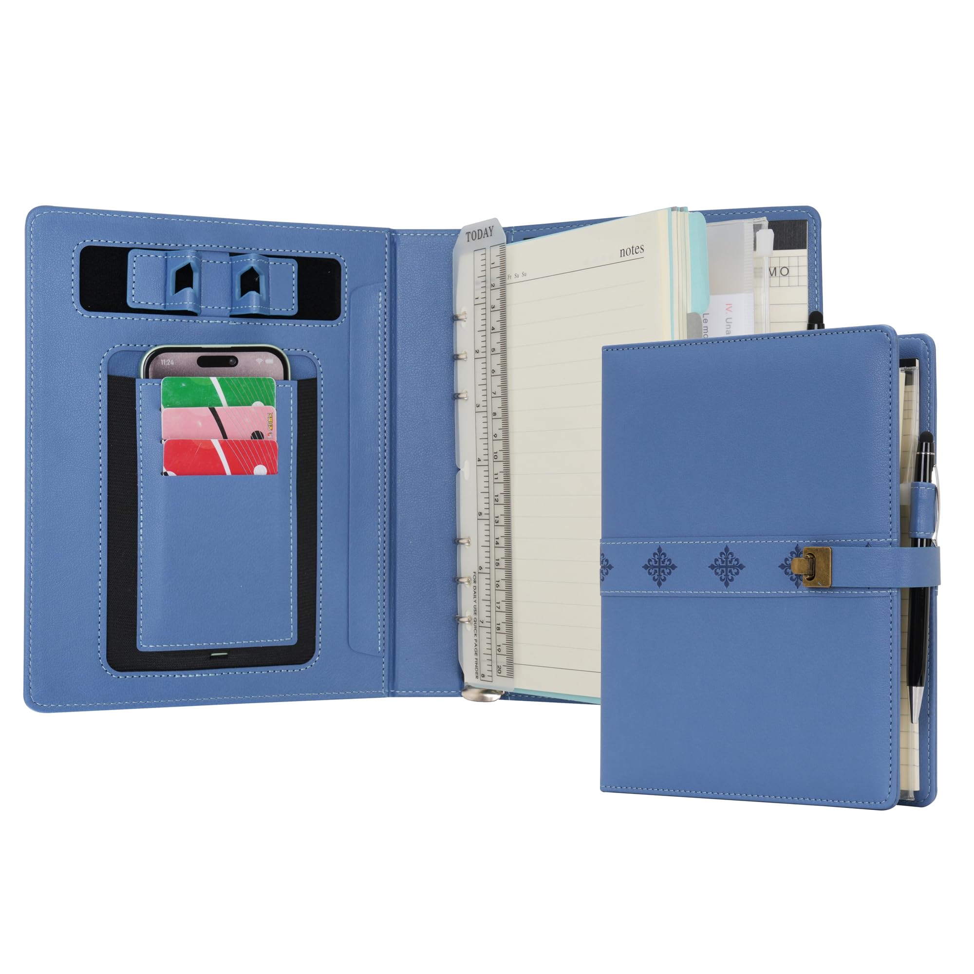 WASON A5 Journal Binder PU Leather Composition Notebook Ruled Spiral Diary Portfolio with Pen, Refillable Paper, Removable Clipboard, Notepad for