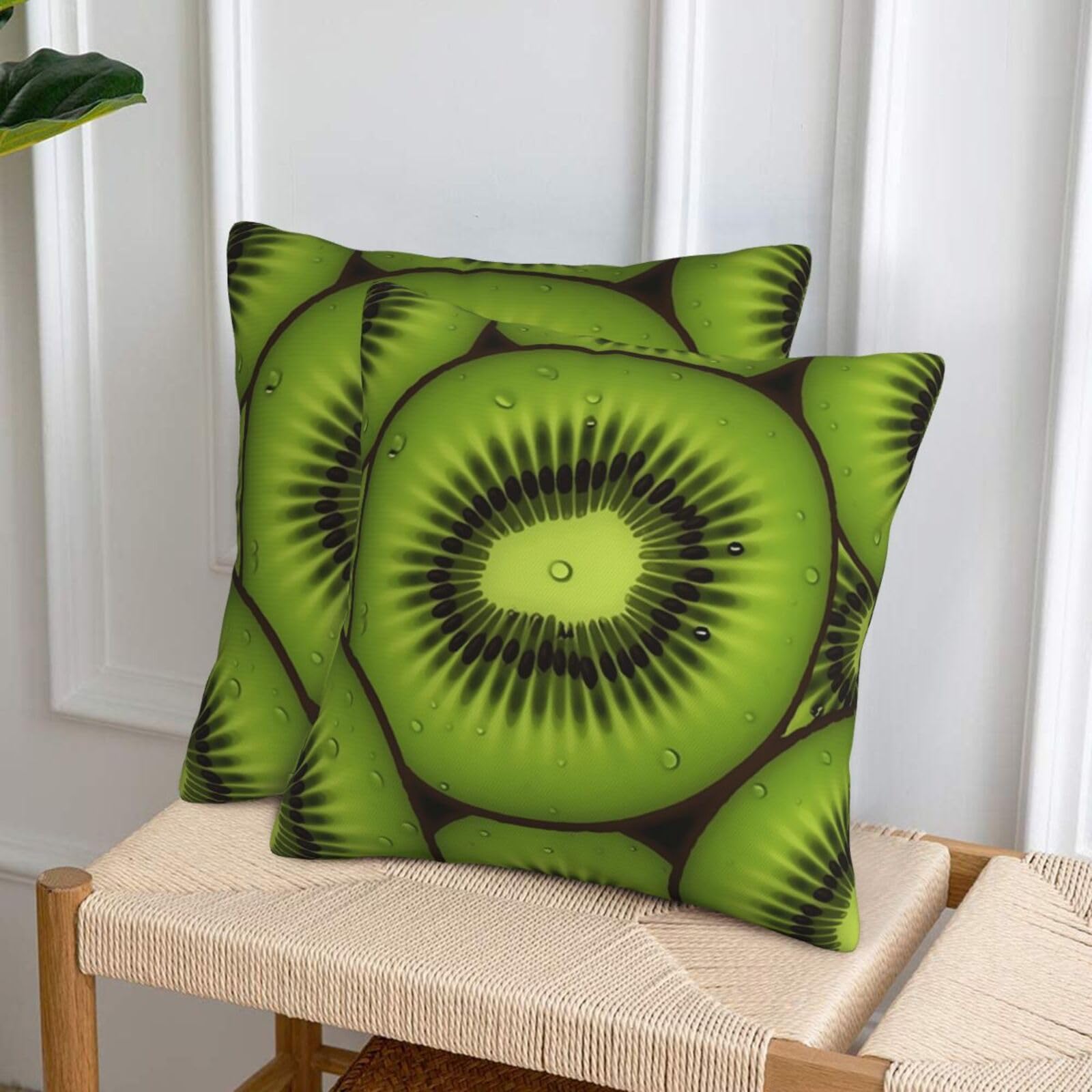 NONHAI Decorative Throw Pillow Covers Set of 2, 12"x12" Square Cushion Case Soft Comfy Kiwi Slices Throw Pillows for Couch Cushion Livingroom Farmhouse Home Decor Pillowcases