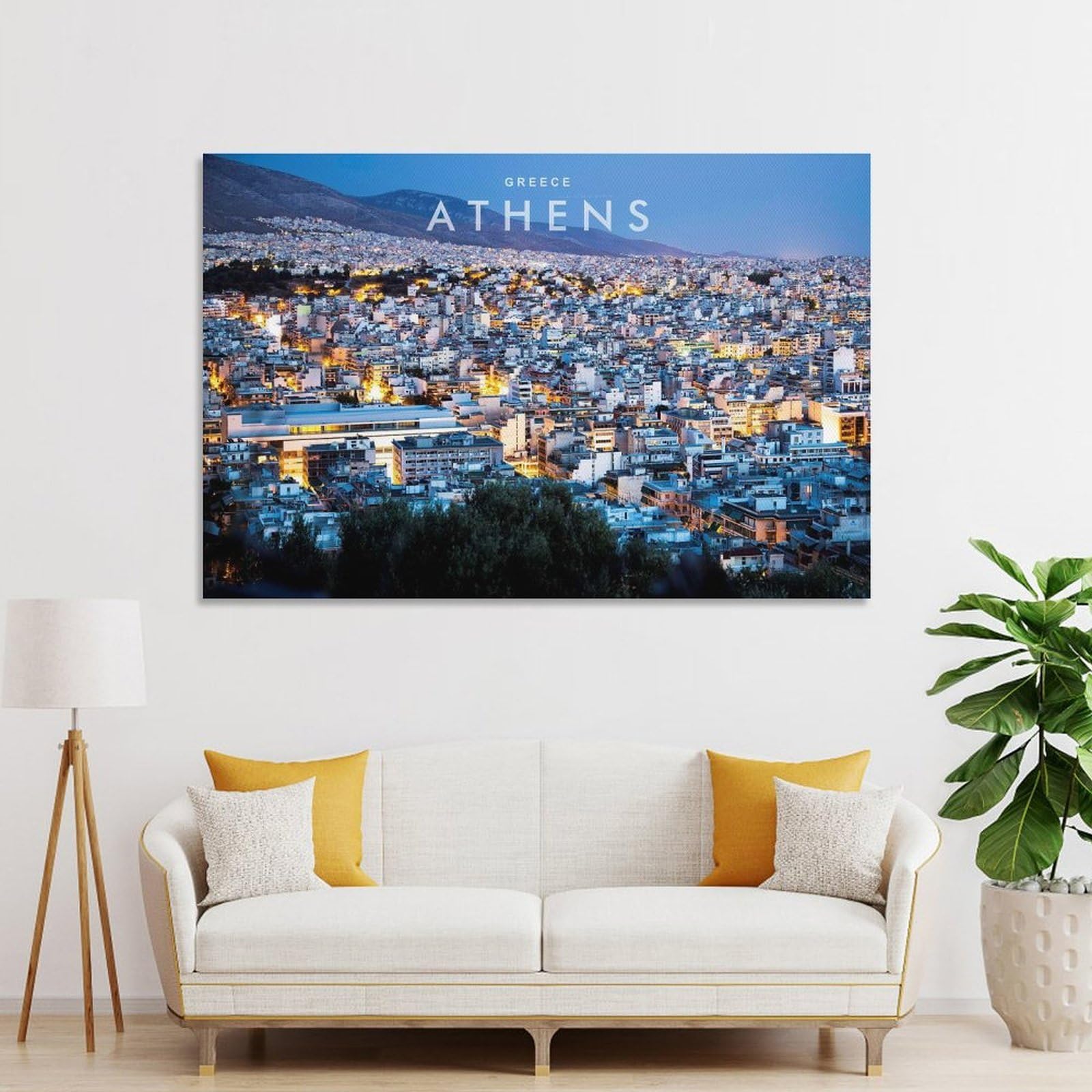 Junmoney Athens Greece(3) Decorative Wall Artwork 20x30inch(50x75cm), for Home Lounge, Bedroom Or Reading Nook, Modern Wall Decor for Cosy Interiors