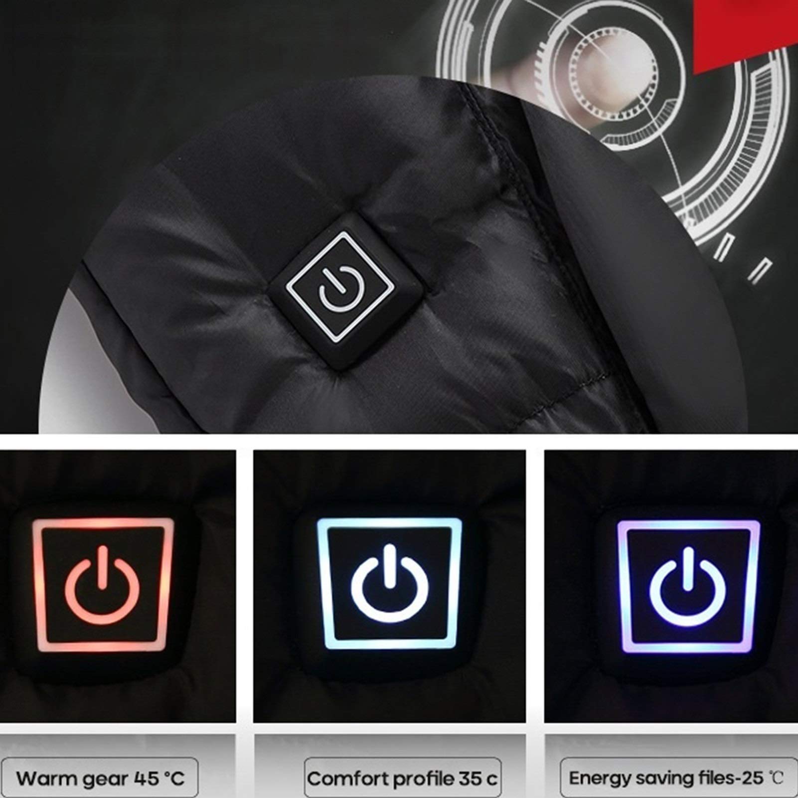 Gilet in piumino d'anatra Giacca in velluto da uomo con ricarica USB Plus Gilet invernale intelligente autoriscaldante Vestiti imbottiti in cotone Gilet senza maniche in tinta unita Giacche riscaldate