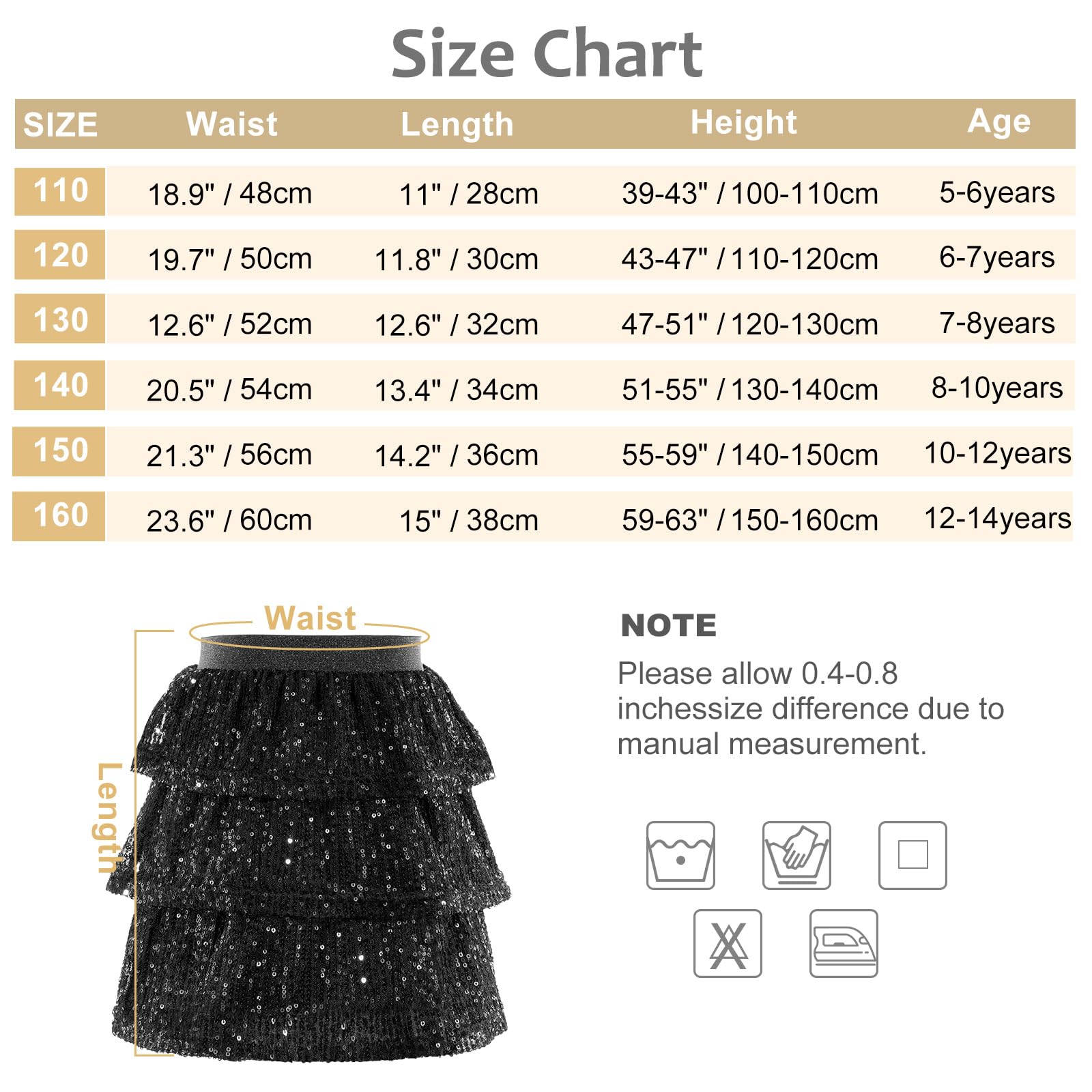 Bezioner Jupe Paillette Fille Jupe Sequin Scintillante Jupe Volant avec Taille élastique Jupe Patineuse Tenue de Fête Carnaval