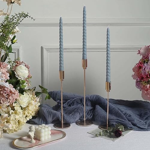 Miniatura 10 de Efavormart 12 Pack  11" Terracotta Premium Spiral Long Burn Wick Taper Candles, Tall Unscented Wax Dinner Candle Sticks