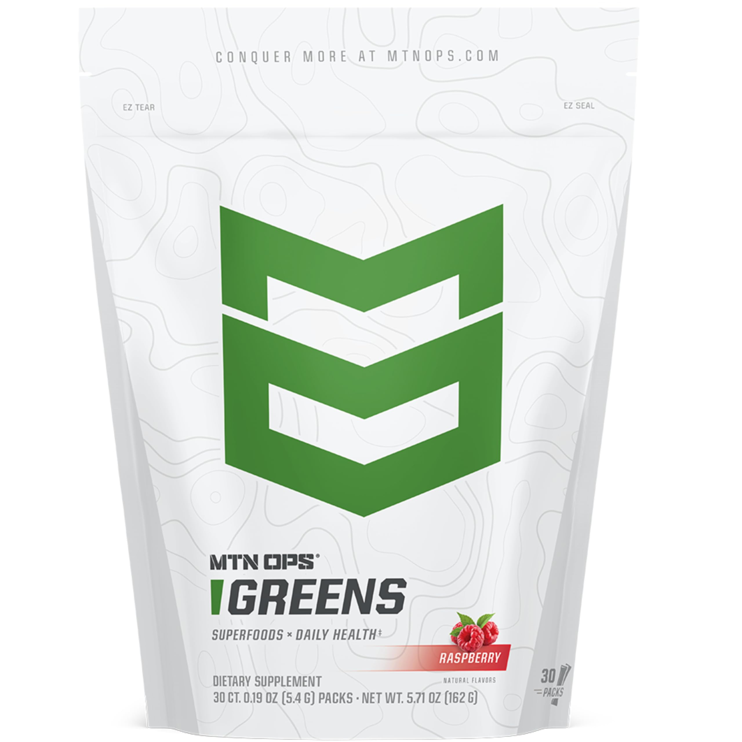 MTN OPS Suplemento de Verdes em Pó com Clorofila, 3000 mg, 30 sachês, Framboesa