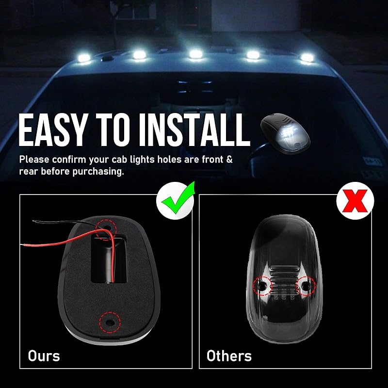 OPP ULITE LED Cab Lights White Marker Top Roof Running Lights, 5PCS