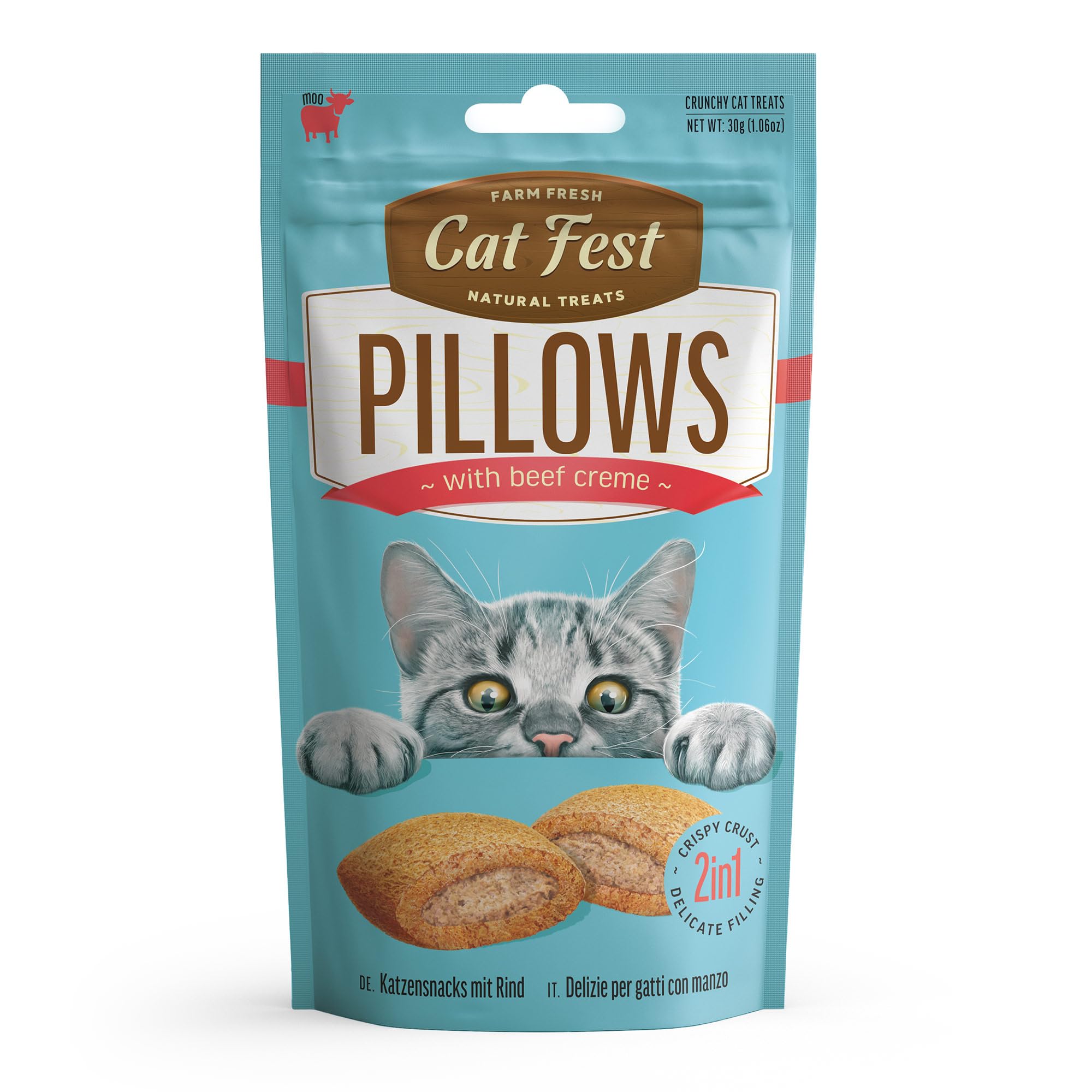 Cat Fest Pillows with Beef Creme - High-Protein Delicious Cat Treats, 30 g (Pack of 5), 234 g (Pack of 1) - Image 2