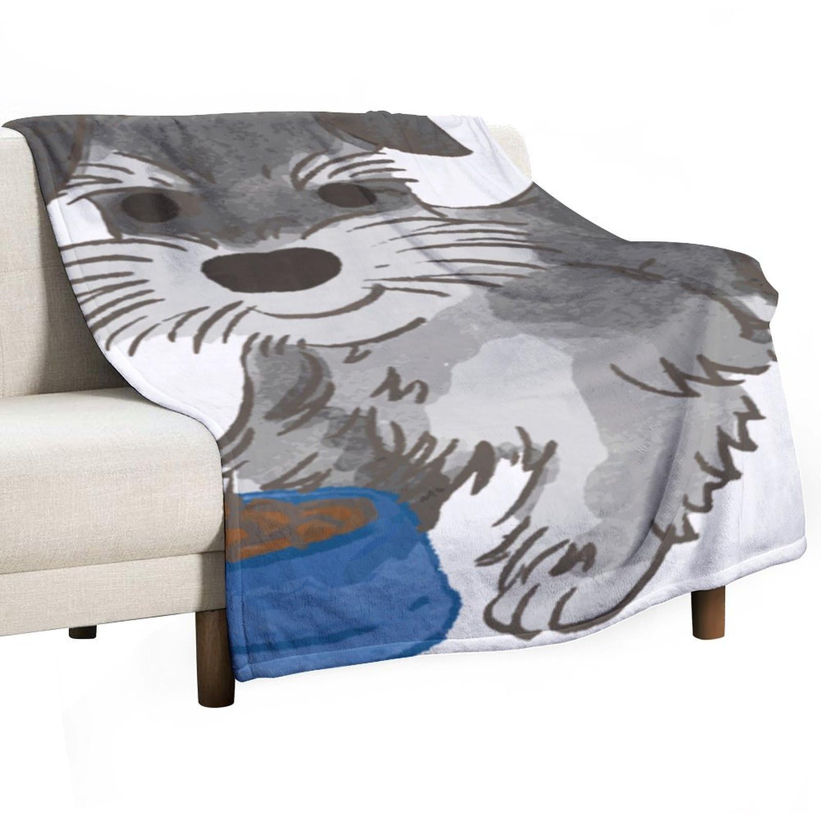 MHYRAC Flannel Blanket, Schnauzer Dog Throw Blanket for Couch Sofa Bed Office, Soft And Comfortable Without Pilling