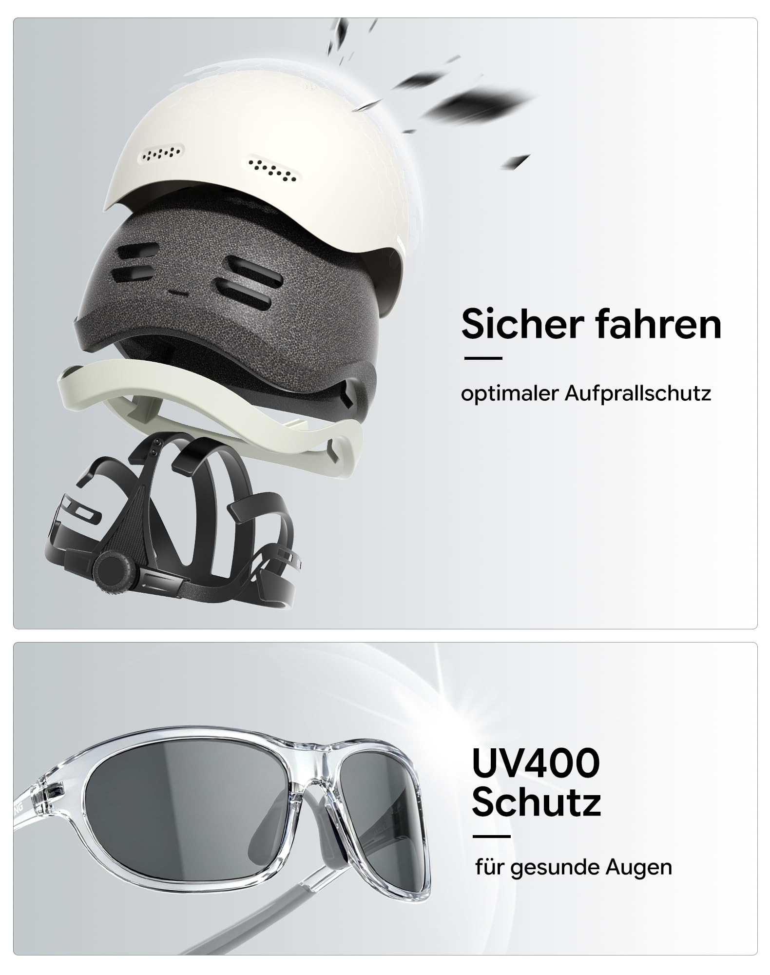 InnerKing Fahrradhelm mit Fahrradbrille Set für Damen & Herren | Sicherer & Leichter Radhelm für die Stadt, Urban Pendler & Rennrad, Belüftet, Fahrradhelm mit Reflektoren City- & Rennrad