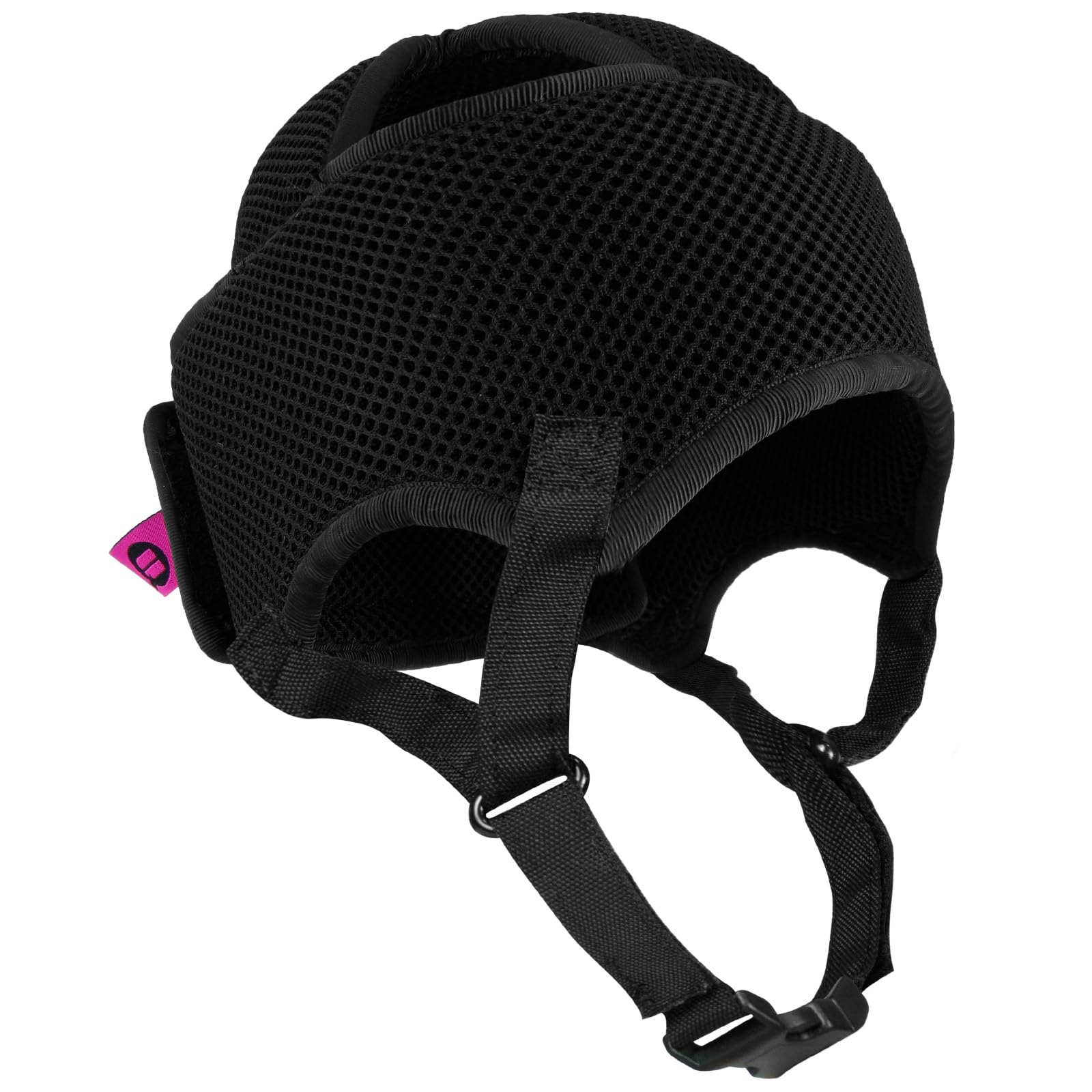 Ubio Casco de Protección Craneal Negro, Tejido Transpirable - Protector para la Cabeza Personas Mayores, Epilepsia, Convulsiones, Niños, Adultos - Arnés de Mentón Ajustable 50-54cm Fabricado en España