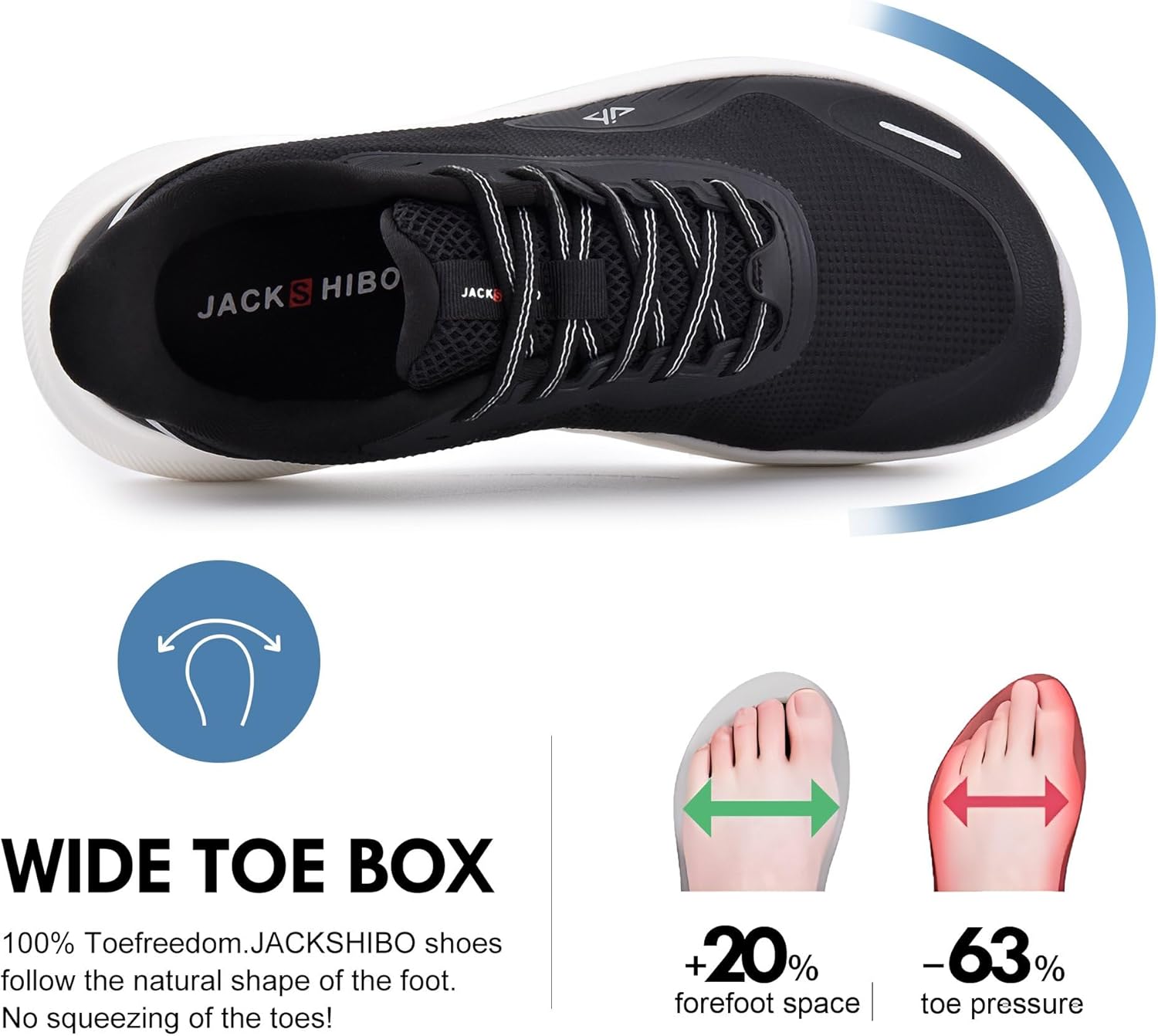 JACKSHIBO Slip in Men Hands Free Shoes Wide Toe Box Slip On Walking Running Tennis Athletic Sneakers Arch Support Plantar Fasciitis Orthopedic Shoes with Metatarsal Pads Cushion Thick Zero Drop Sole - Image 3