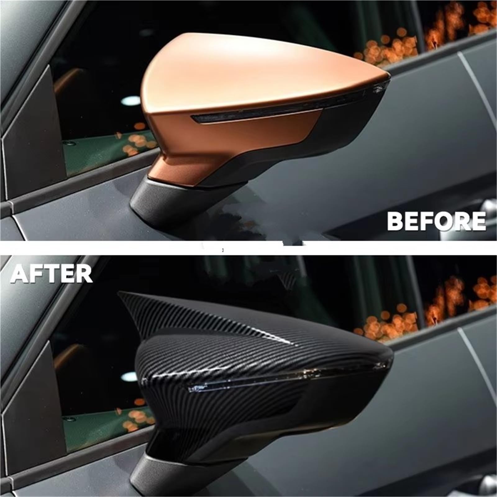 Carcasa Espejo 2 Piezas Para SEAT Para León Para MK3 5F ST Para FR Para Cupra Para Ibiza Para Mk5 2017-2020 Tapa Espejo Retrovisor Teral Coche Tapa Espejo Retrovisor(Fibra de carbon)