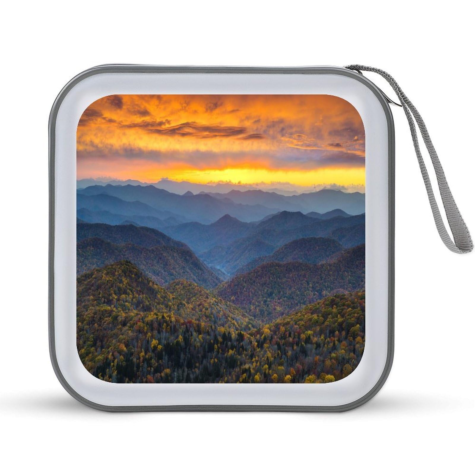 VstaDank Blue Ridge Parkway Mountains 40 Capacity CD Protective Case, Zipped Portable CD Collection Bag, DVD Case with Handle for Blu Ray Movies, Audio Disc and