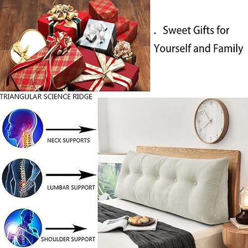 Miniatura 4 de Almohada grande de cuña para cabecera de lectura, almohada para sentarse en la cama para adultos, cojín triangular para respaldo, soporte lumbar y