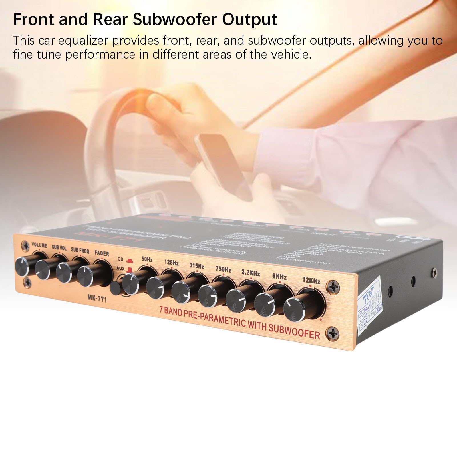 Luocute Égaliseur Graphique Audio Automobile, 7 Bandes EQ Amplificateur de Voiture Equaliseur Graphique, Amplificateur en Alliage en Aluminium égalise pour le Bateau RV RTV Motorcycles