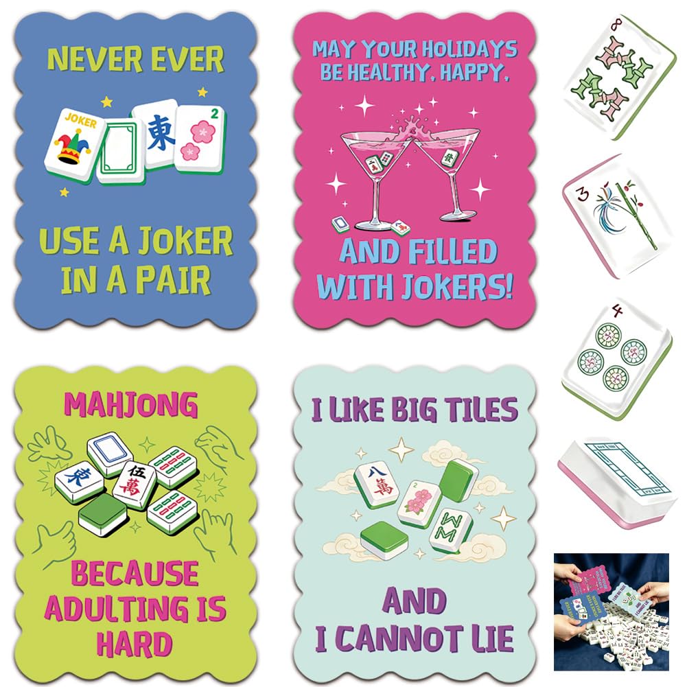 PRESSINART 4Pcs Funny Mahjong Tile Shuffler for Mixing 17 x 13 x 0.1cm