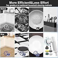 Vista 2 de Limpiador eléctrico giratorio, cepillo de limpieza eléctrico inalámbrico DEPURE con 2 velocidades giratorias y 6 cabezales de cepillo de limpieza