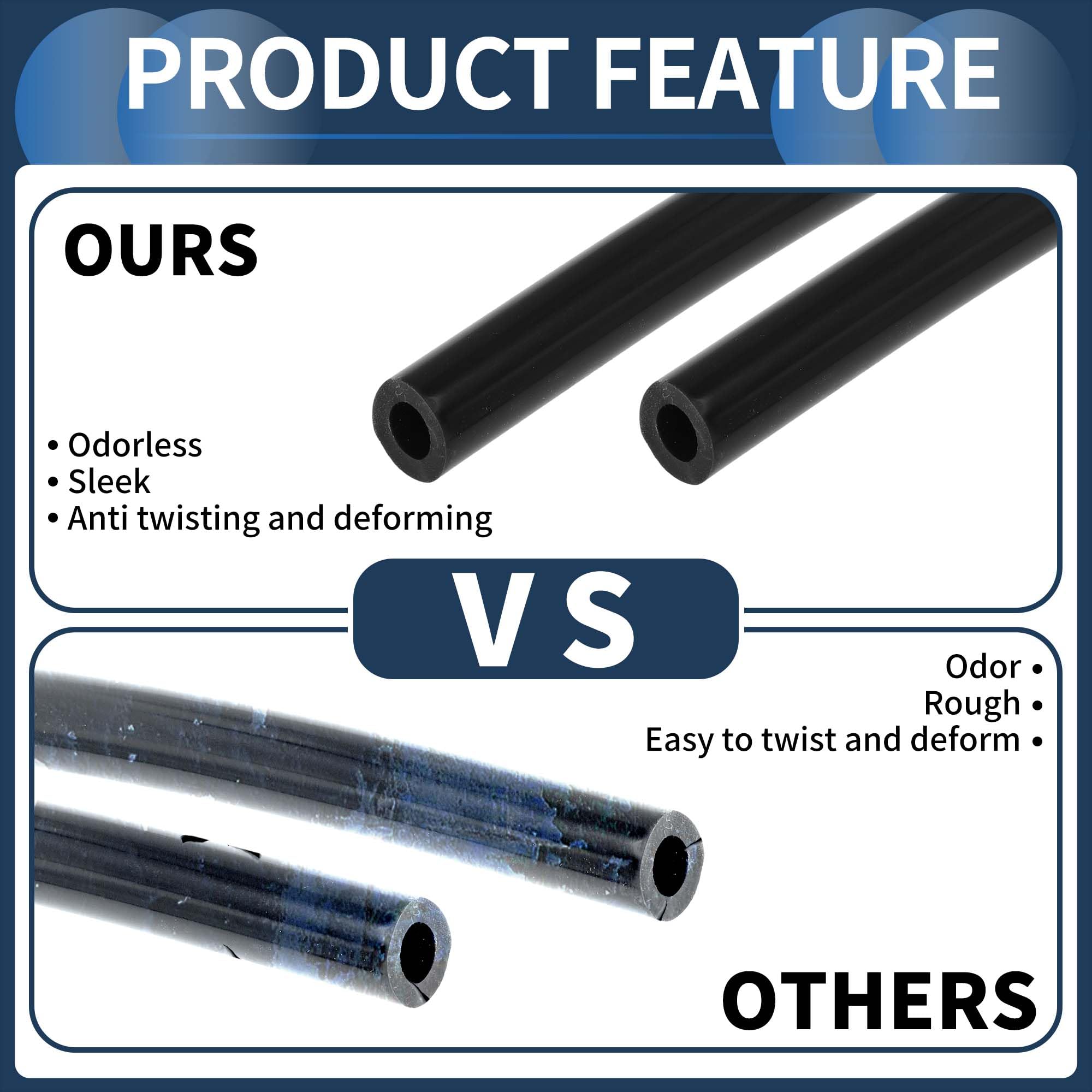 Tubo in Silicone per Aspirazione Motore 6FT 3/8" 10mm ID 2.5mm Spessore Auto Tubo in Silicone Nero ad Alta Temperatura
